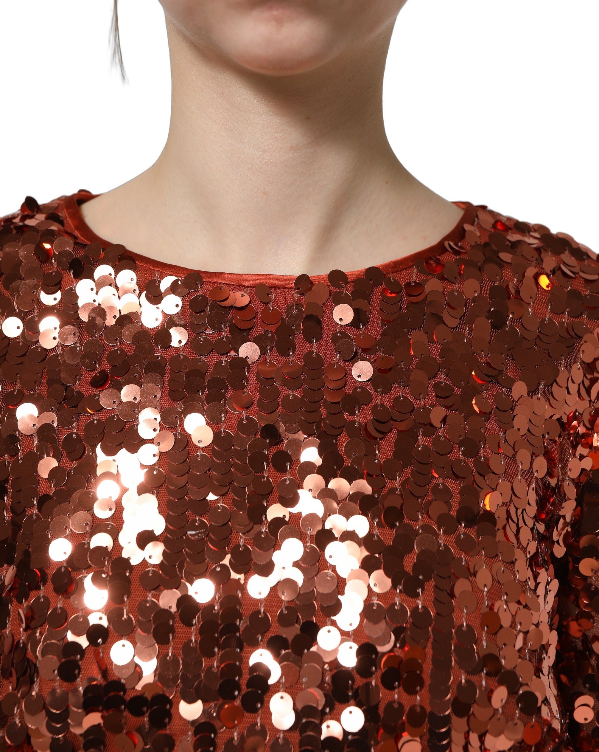 Dolce & Gabbana Red Sequined Long Sleeves Crop Blouse Top