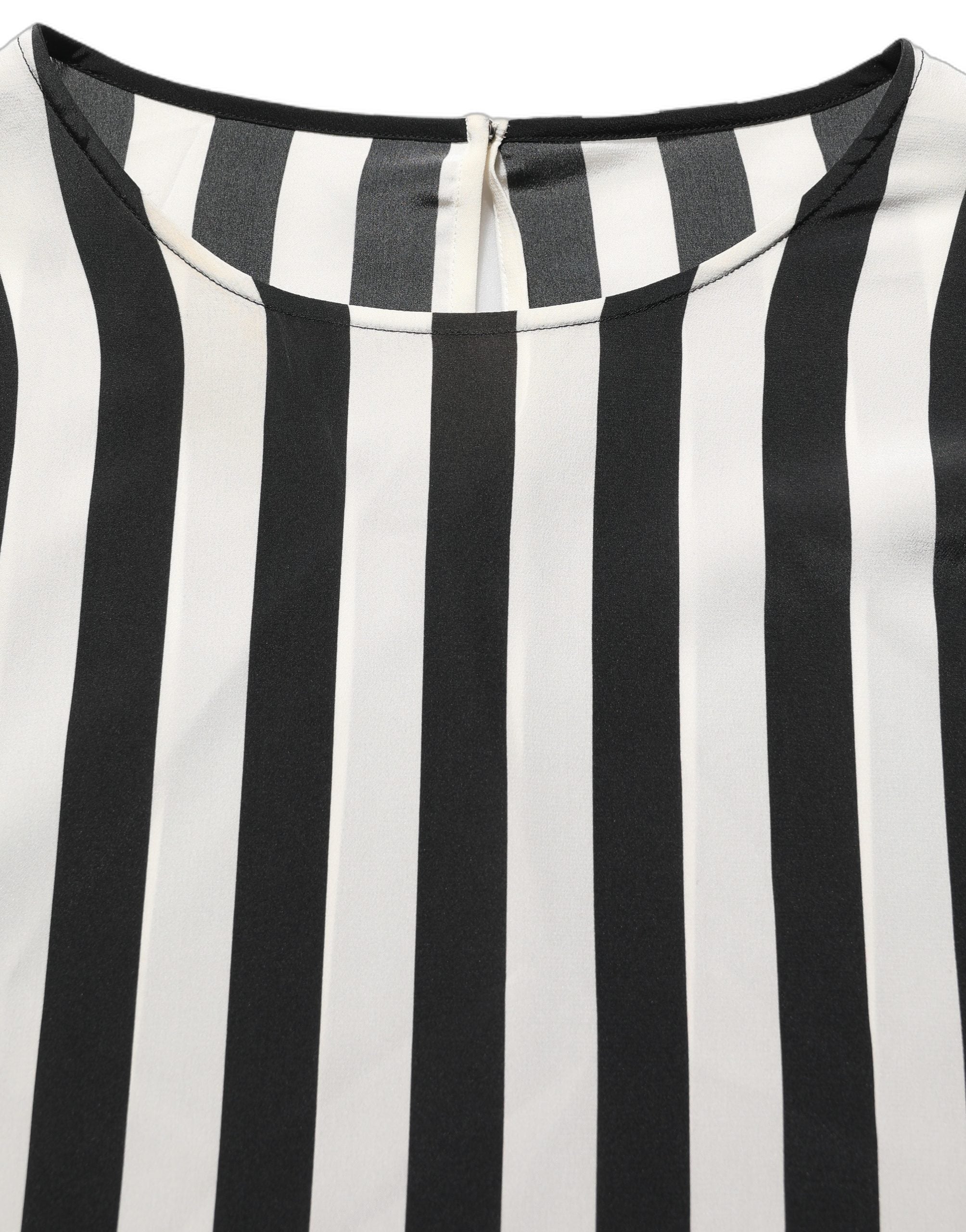 Dolce & Gabbana Black White Stripes Round Neck Blouse Top