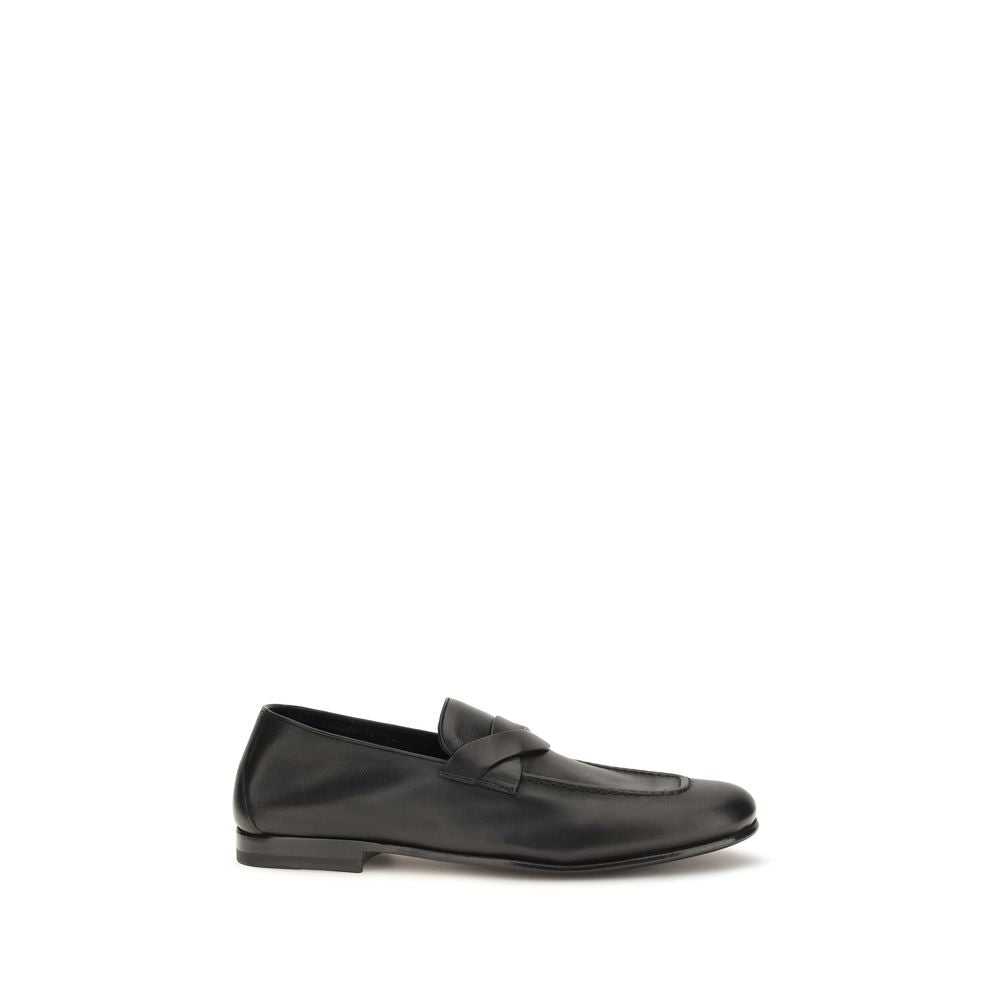 Tom Ford Black Calf Leather Bos Taurus Slip-On Loafers