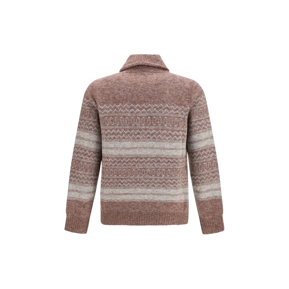 Brunello Cucinelli Bordeaux Alpaca Vicugna Pacos Cardigan