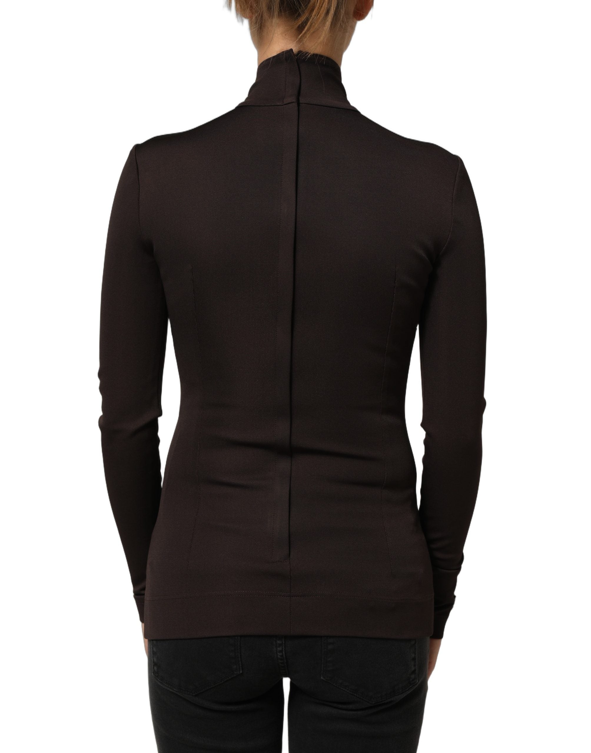 Dolce & Gabbana Brown Turtleneck Long Sleeves Blouse Top