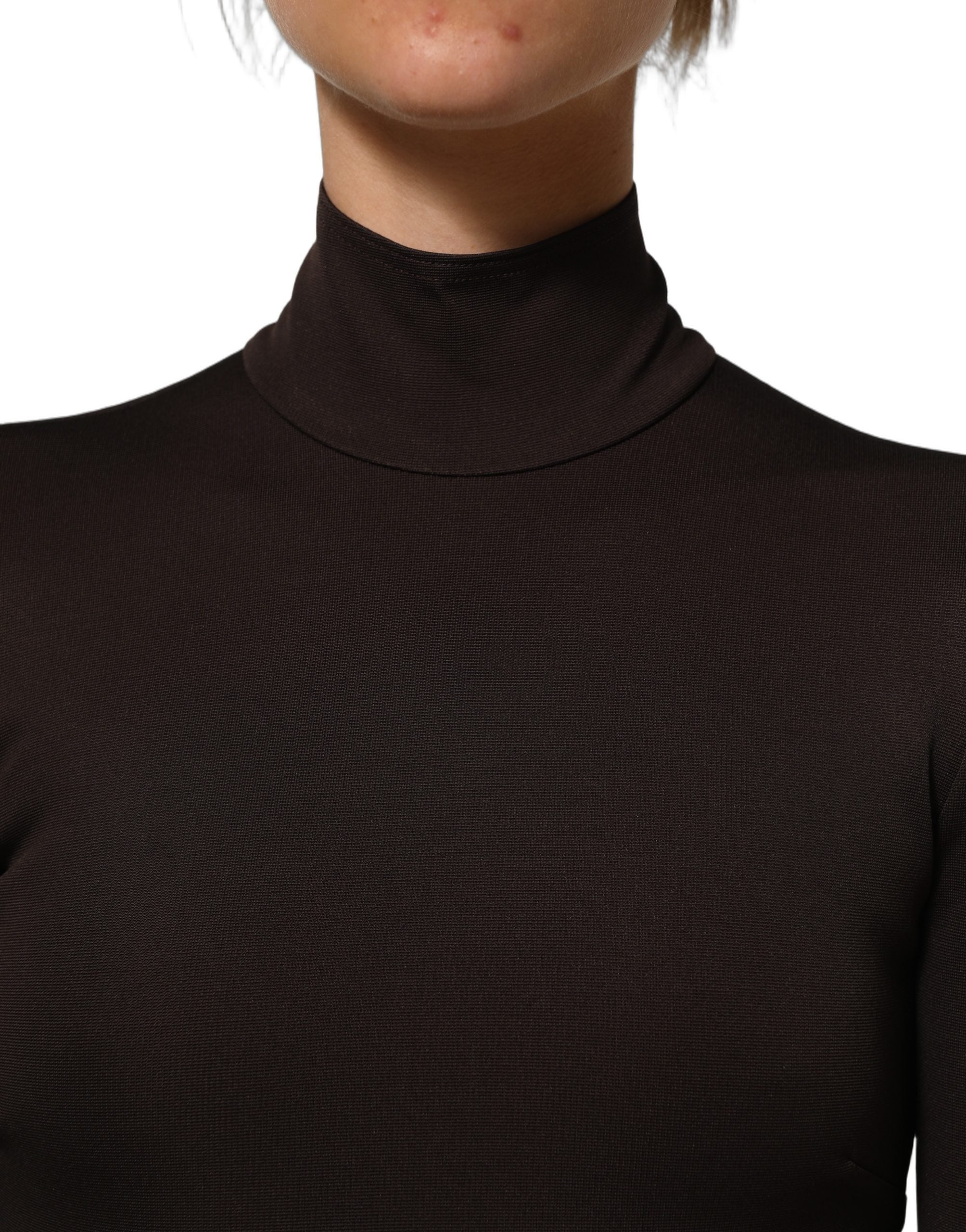 Dolce & Gabbana Brown Turtleneck Long Sleeves Blouse Top