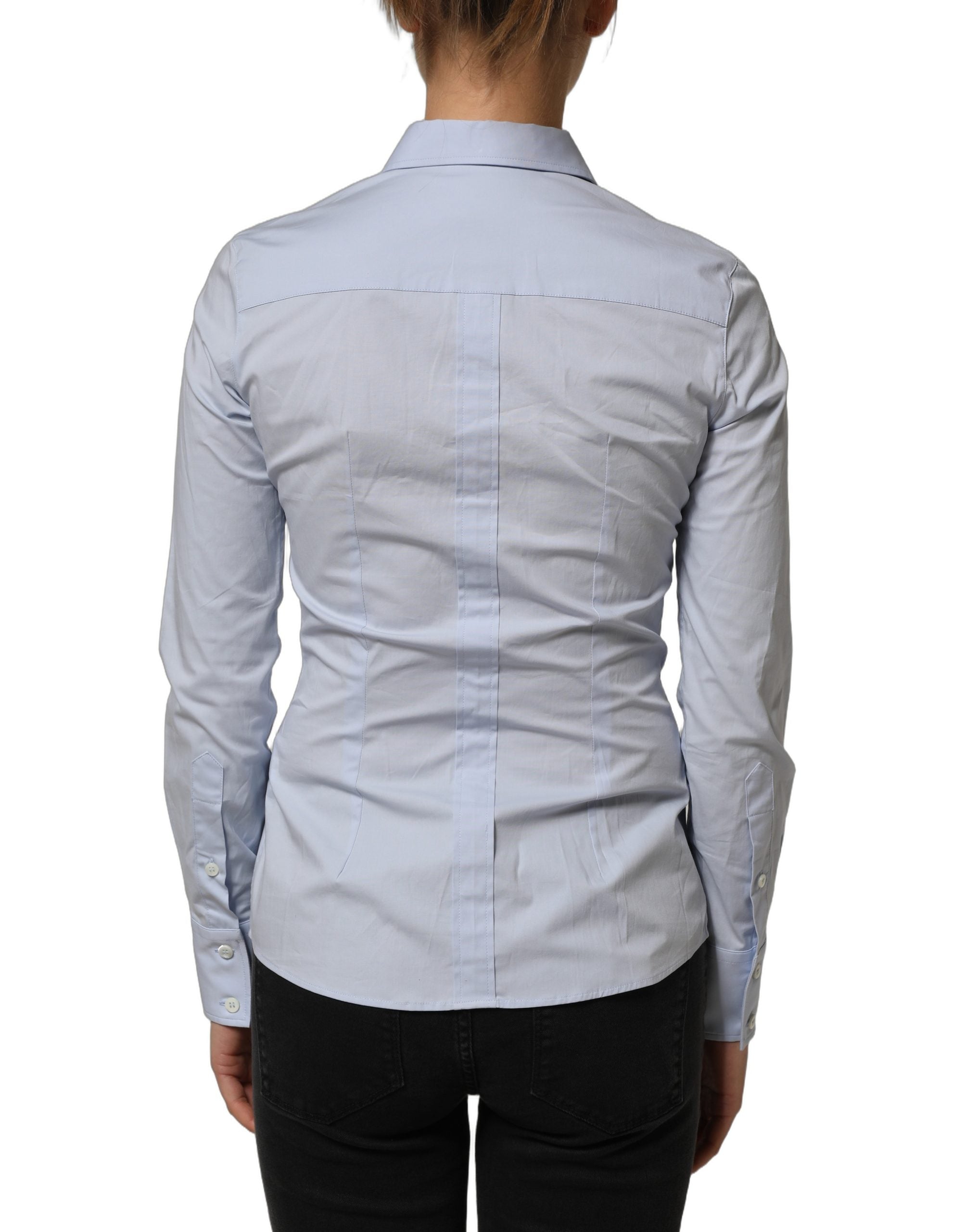 Dolce & Gabbana Blue Collared Long Sleeves Dress Shirt Top