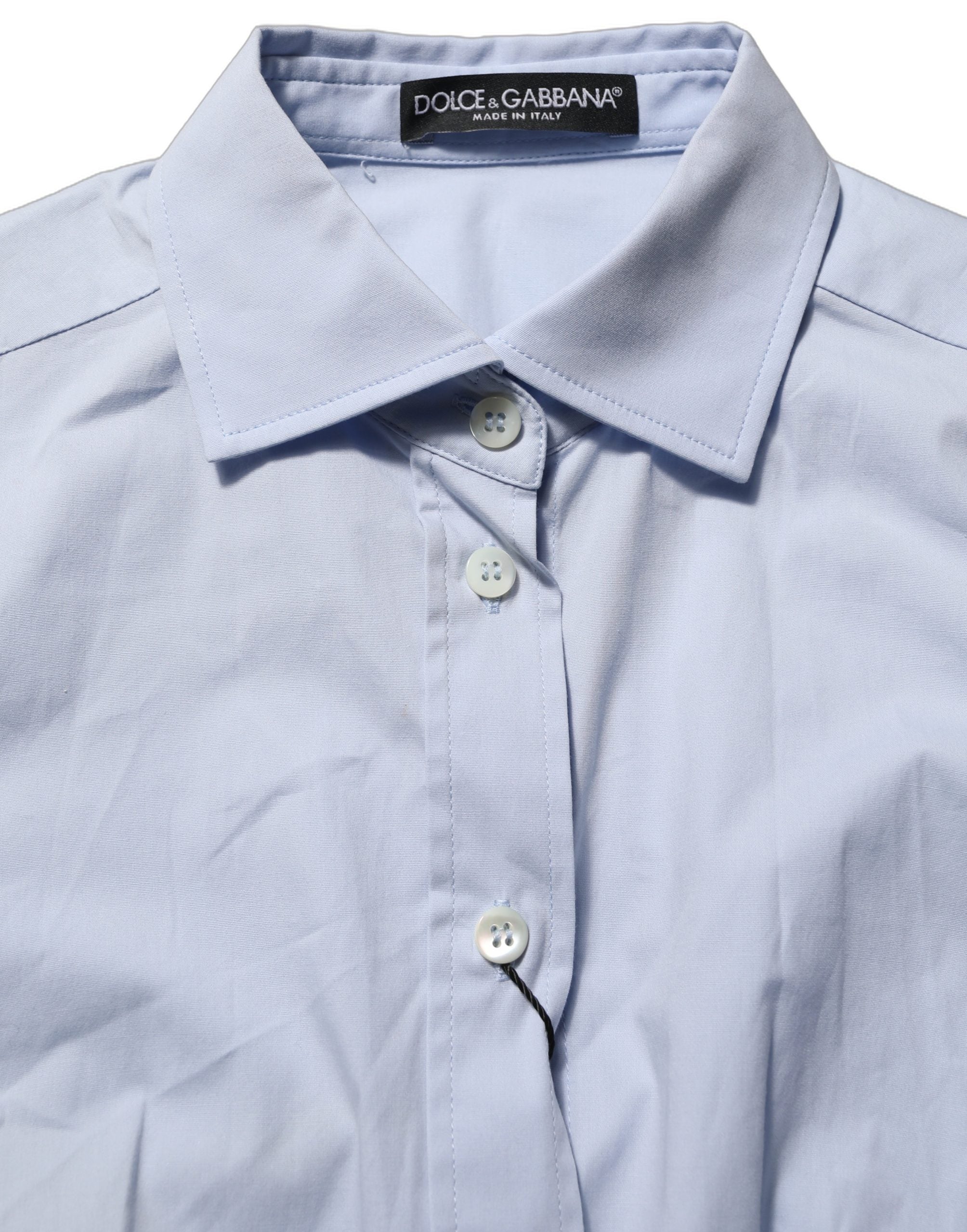 Dolce & Gabbana Blue Collared Long Sleeves Dress Shirt Top