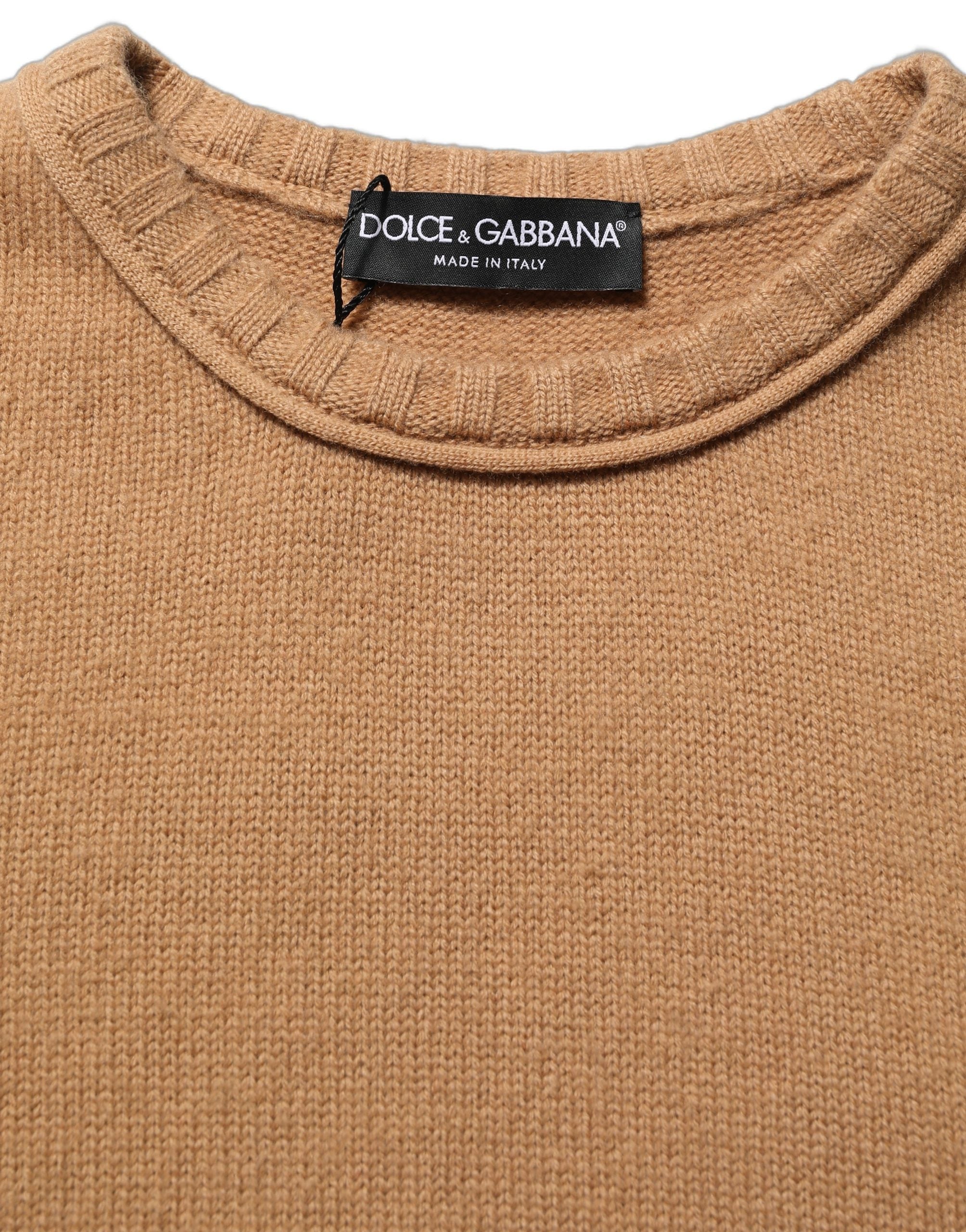 Dolce & Gabbana Brown Wool Short Sleeves Cropped Blouse Top