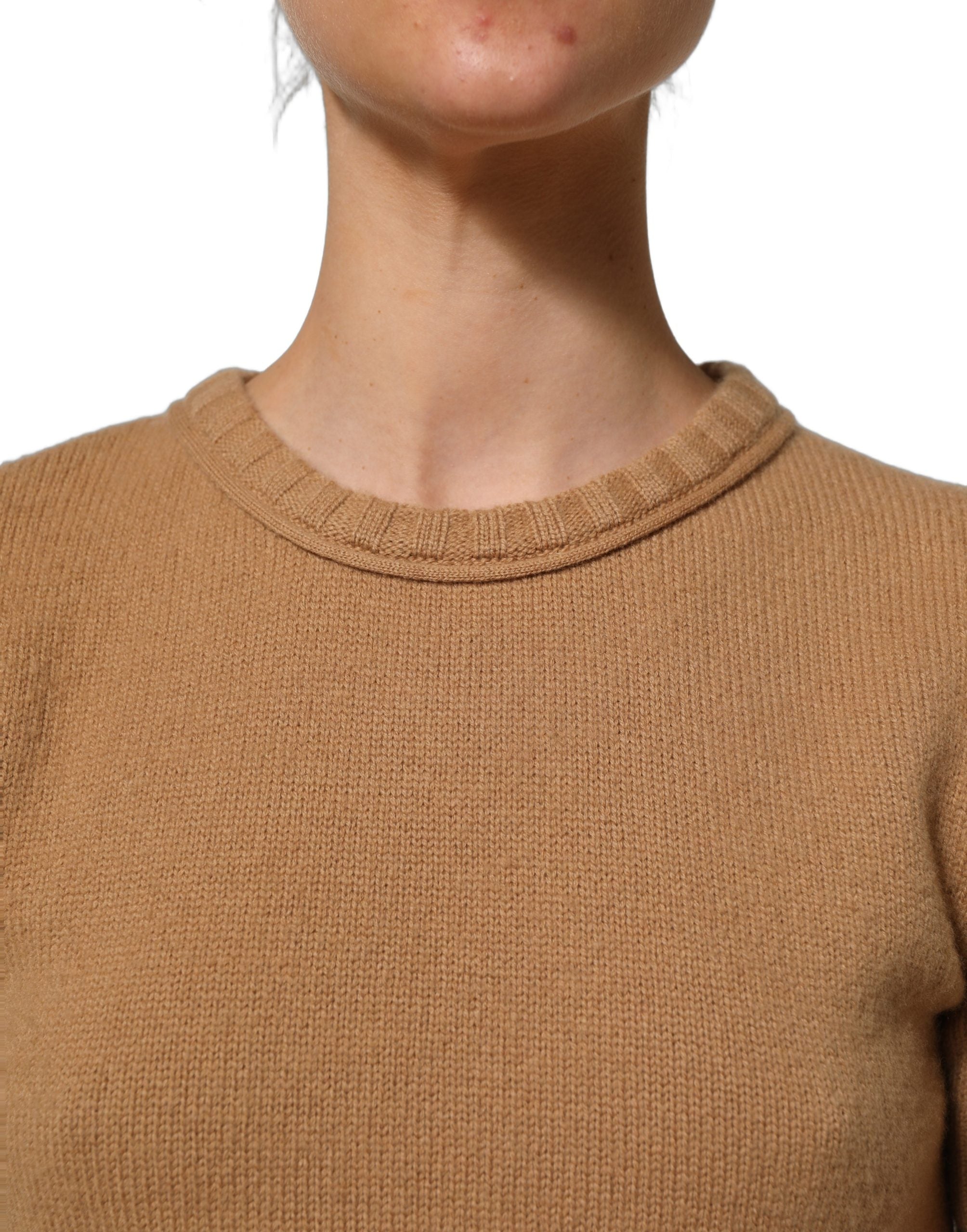 Dolce & Gabbana Brown Wool Short Sleeves Cropped Blouse Top