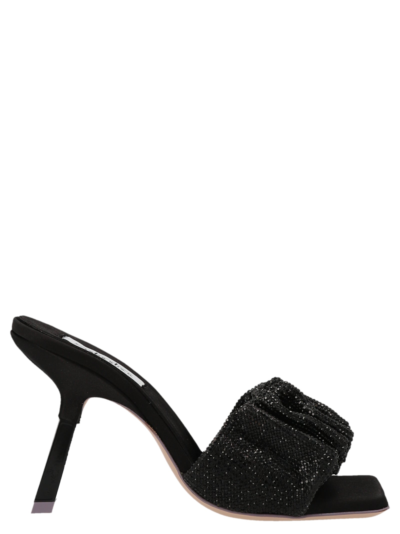 SEBASTIAN Black Goatskin Stiletto Heel Sandals