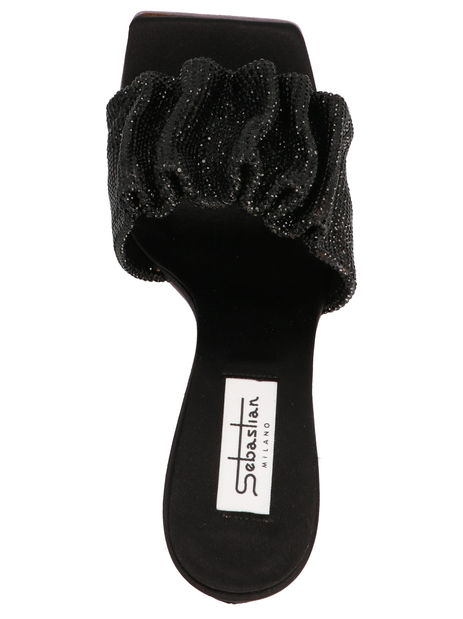 SEBASTIAN Black Goatskin Stiletto Heel Sandals