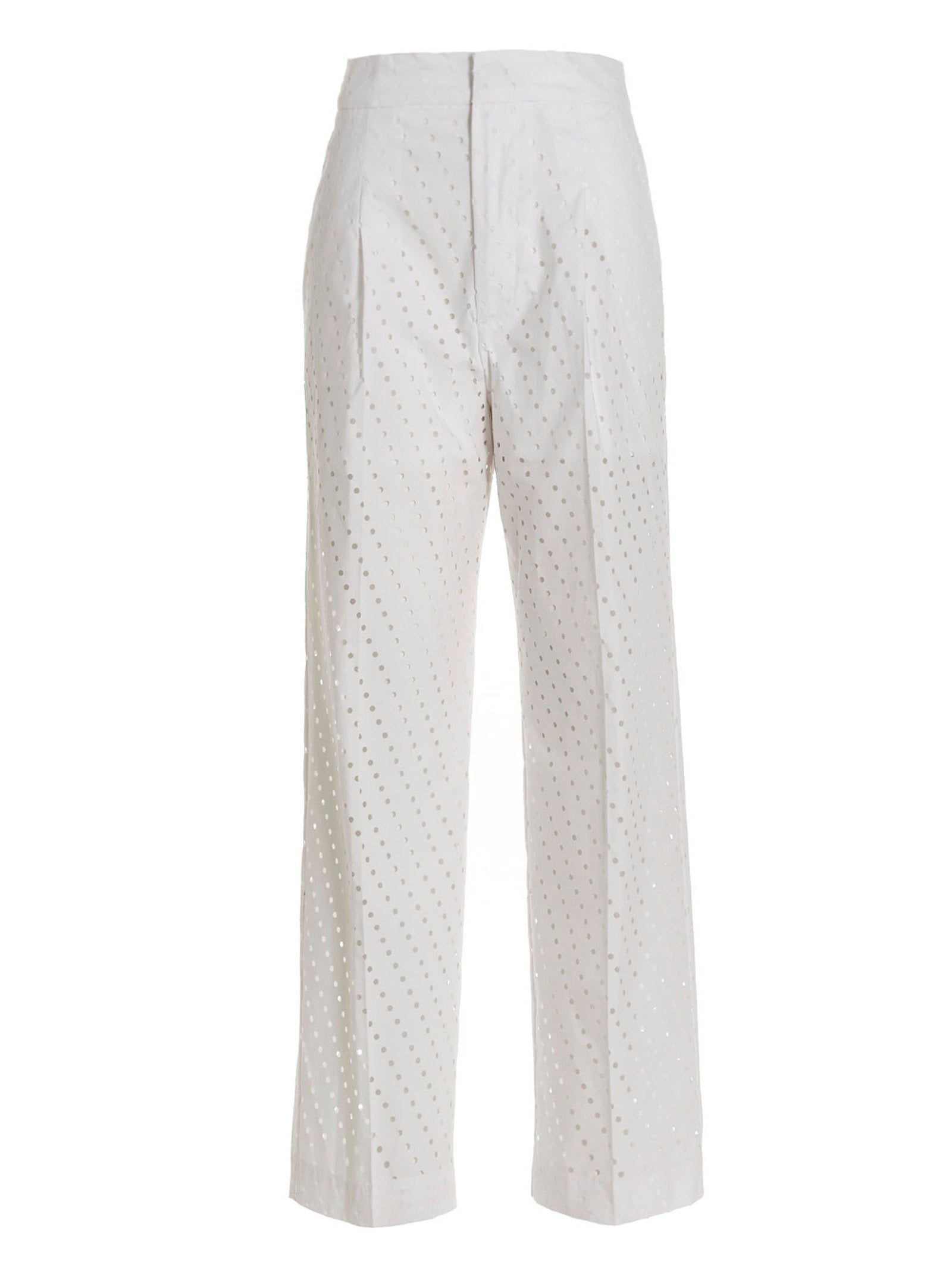 NUDE White Cotton Casual Pants