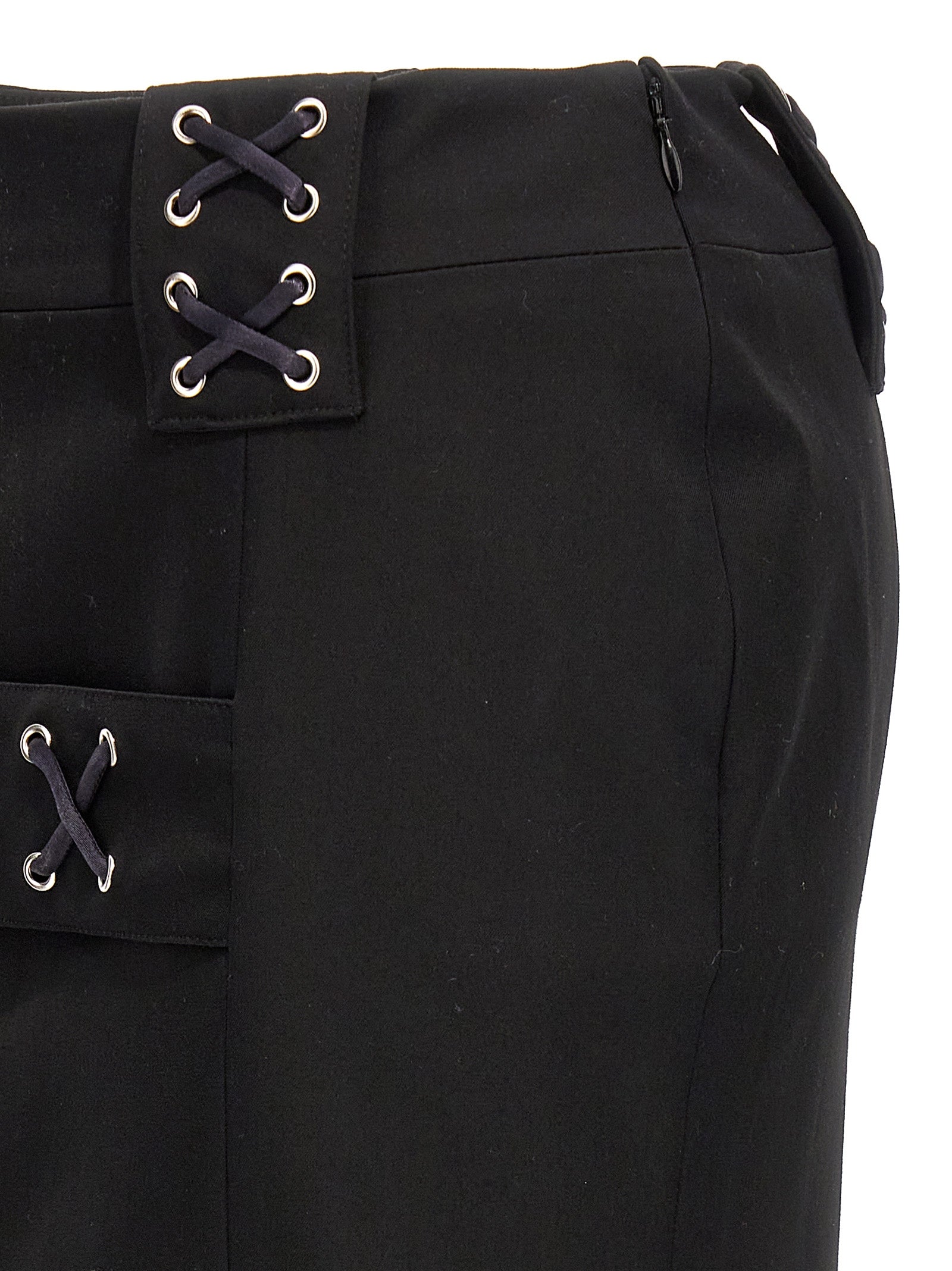 Alessandra Rich Black Wool Midi Skirt