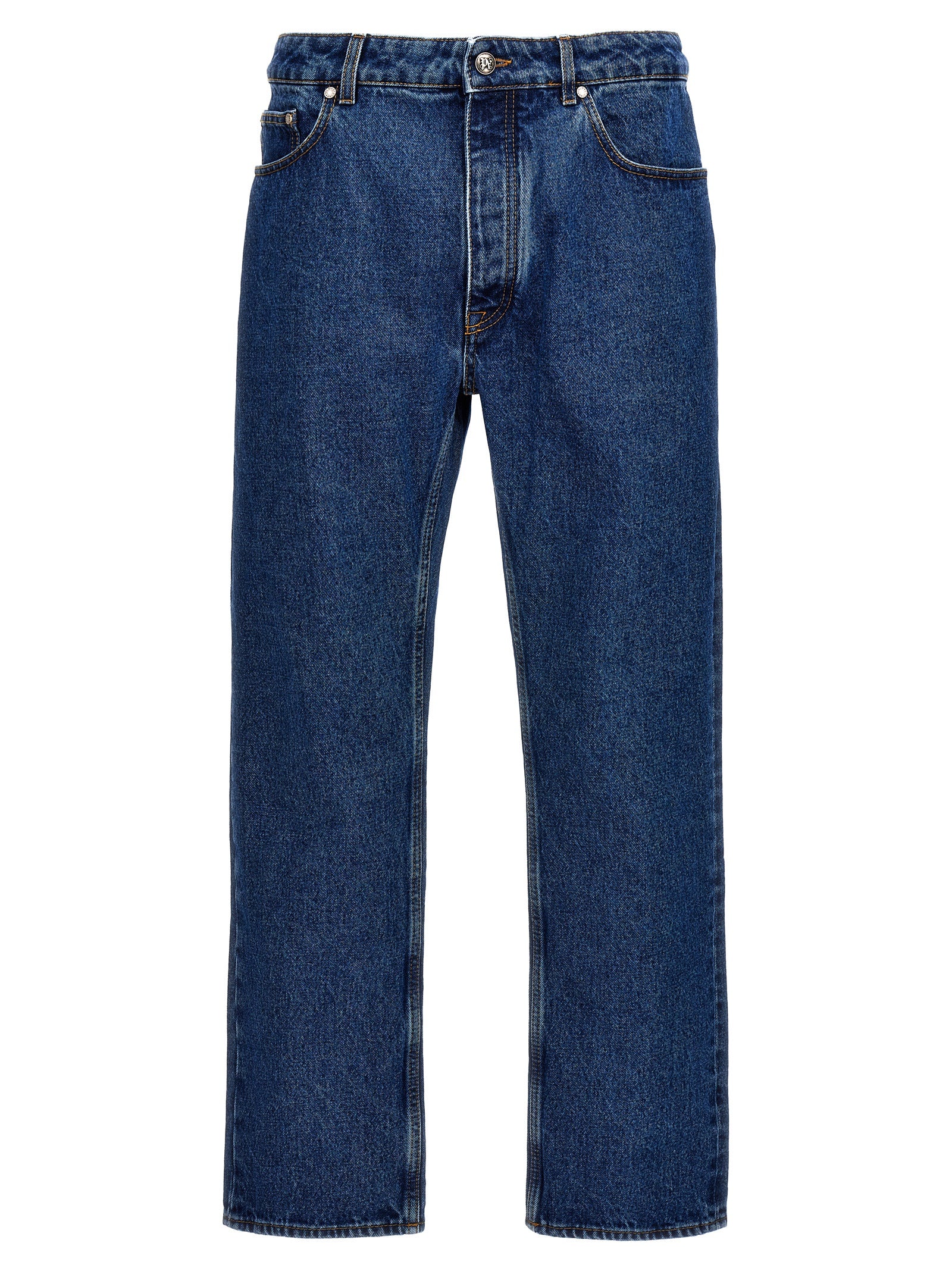 Palm Angels Blue Cotton Straight-Leg Jeans