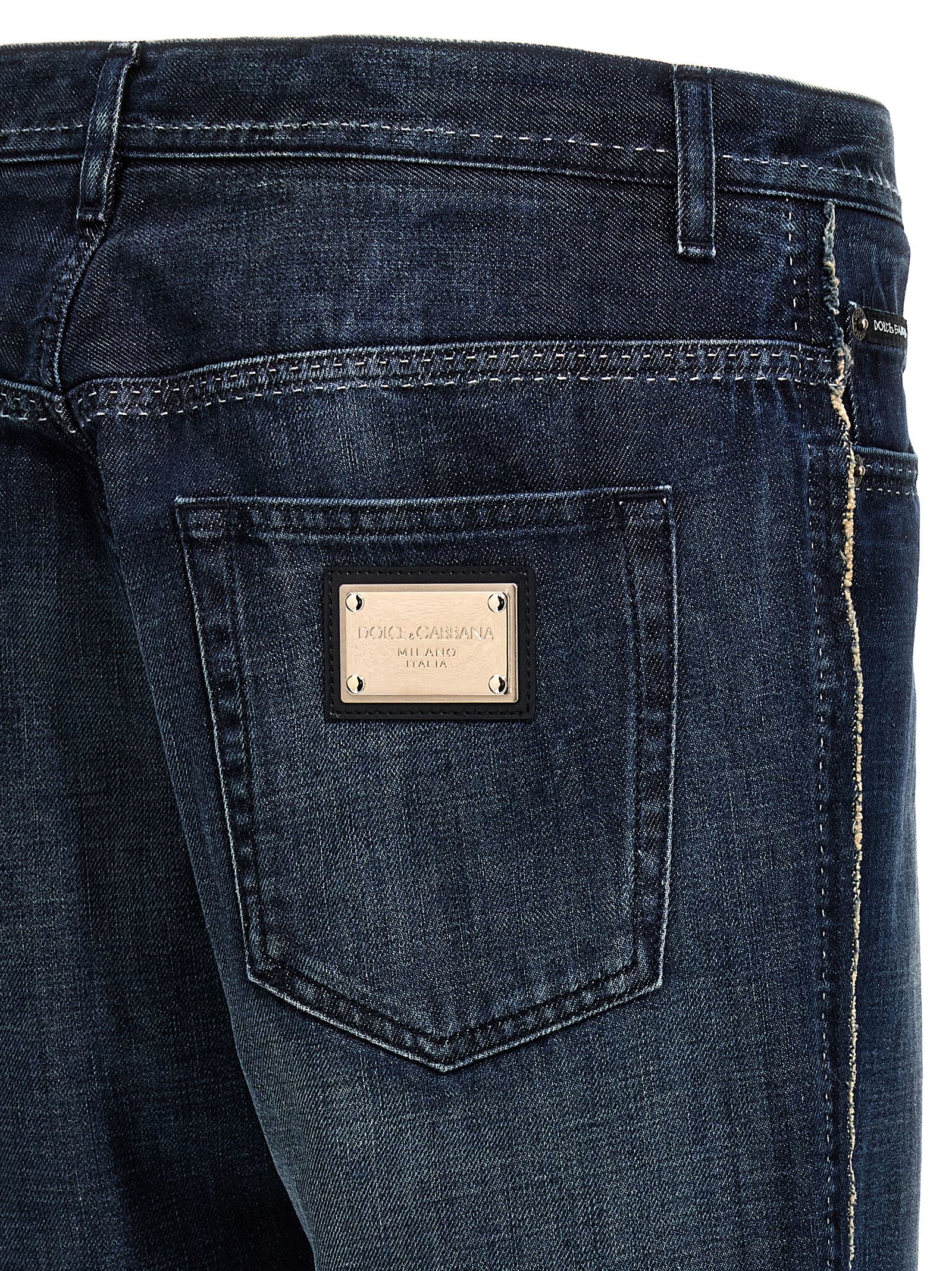 Dolce & Gabbana Blue Cotton Skinny Jeans