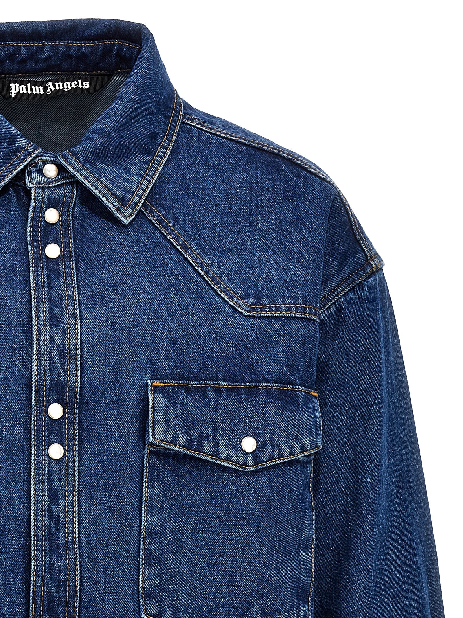 Palm Angels Blue Polyester Denim Jacket