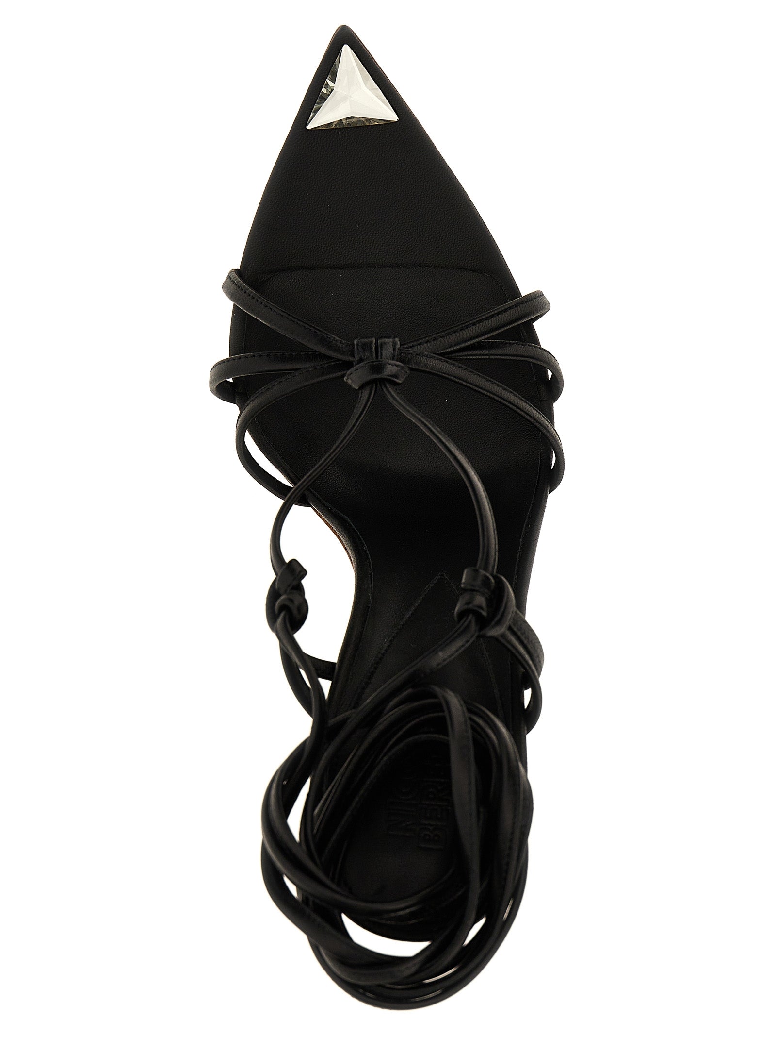NICOLO' BERETTA Black Lamb Leather Stiletto Heel Sandals