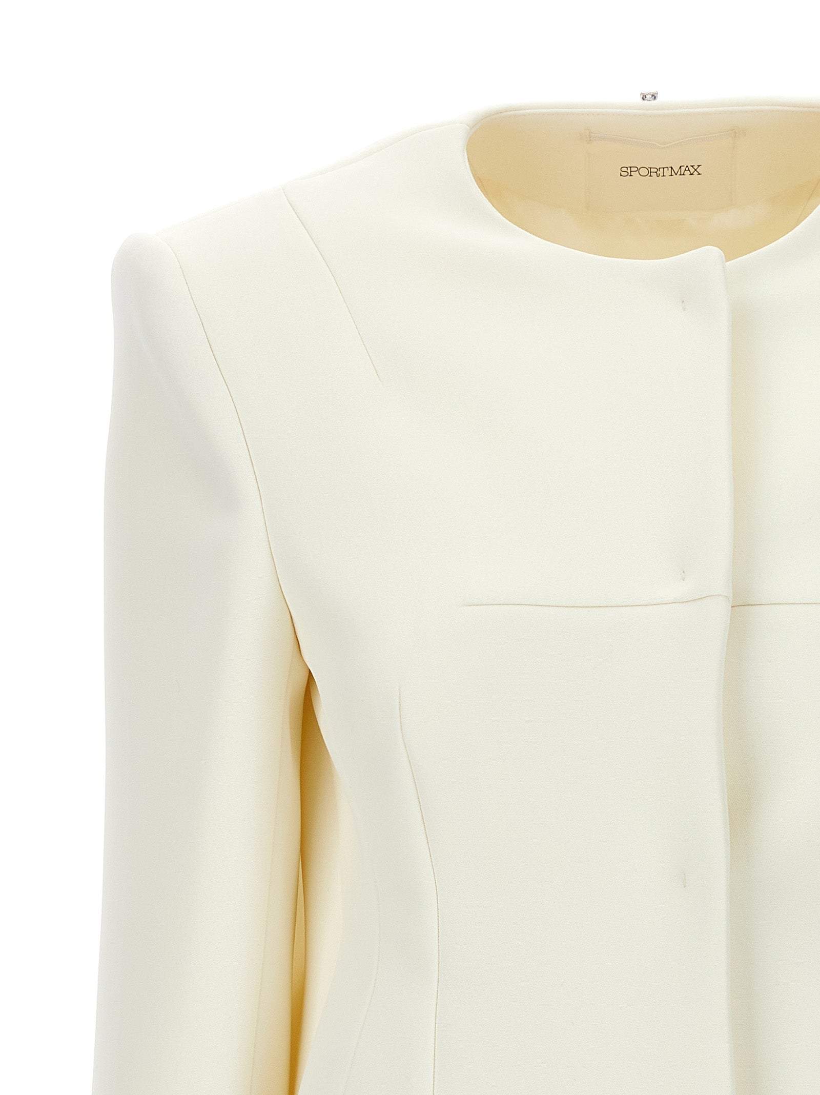 Sportmax White Polyester Full-Length Jacket