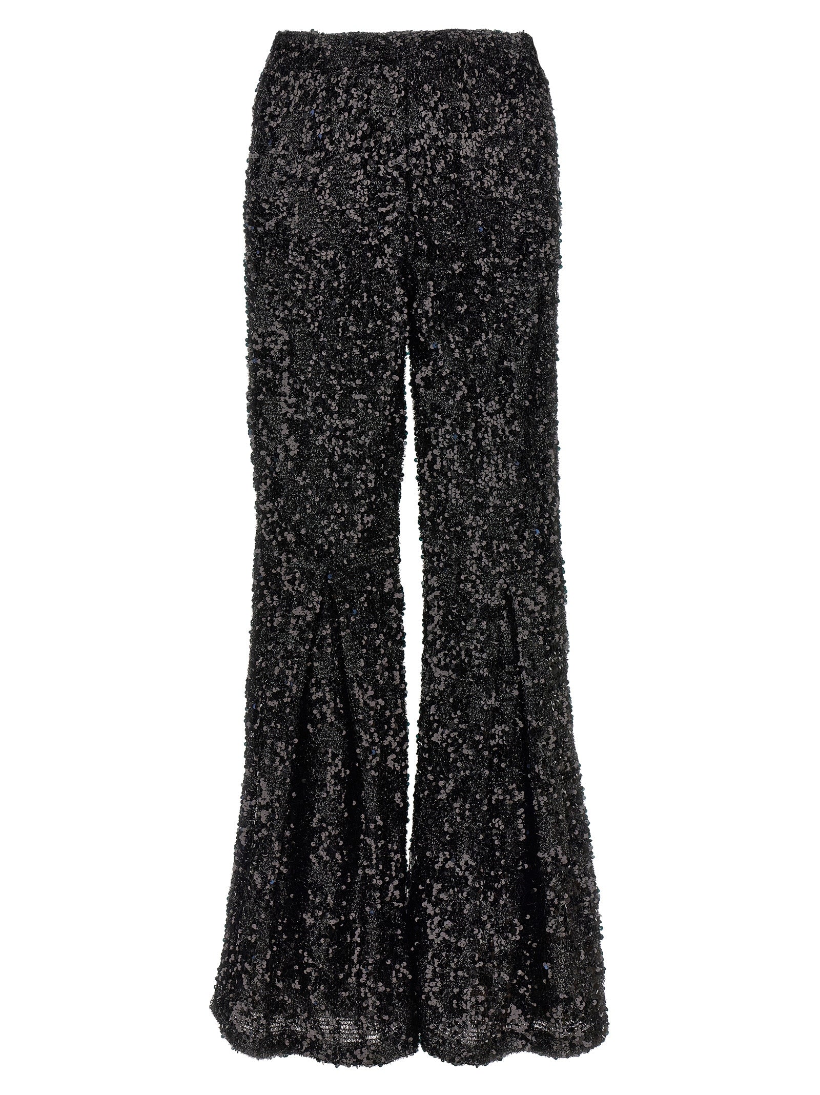 LE TWINS Black Polyester Flared Pants