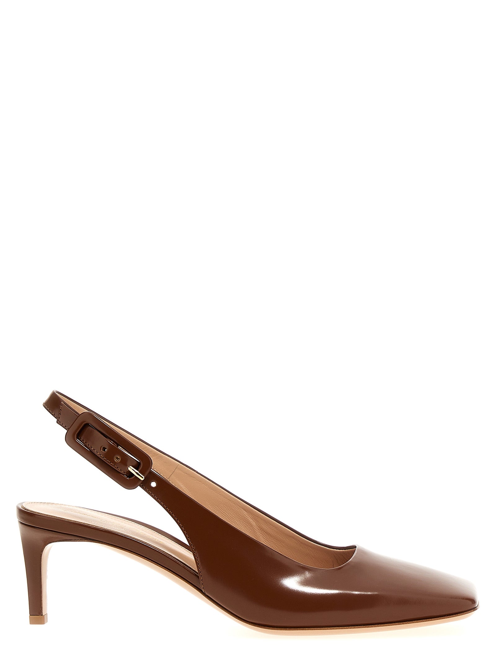 Gianvito Rossi Brown Goatskin Mid Heel Pumps