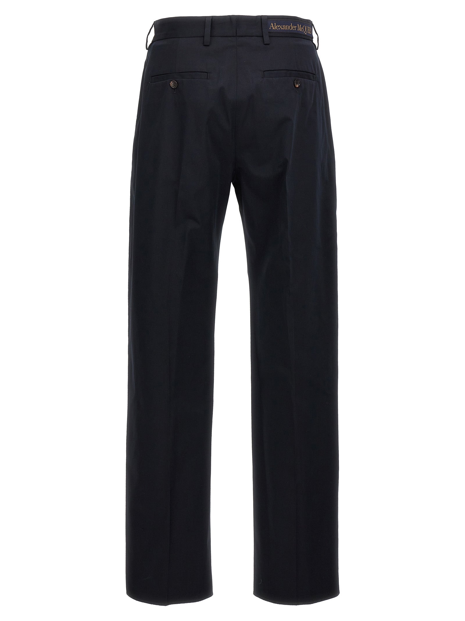 Alexander McQueen Blue Cotton Casual Pants