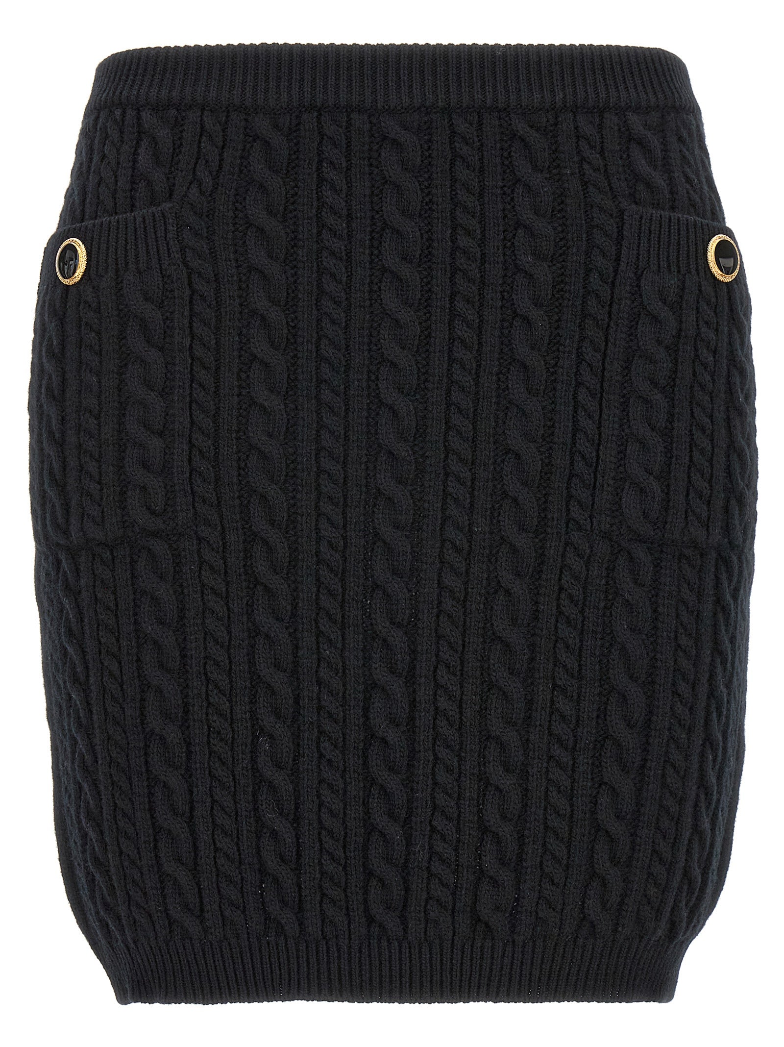 Alessandra Rich Black Wool Long Skirt