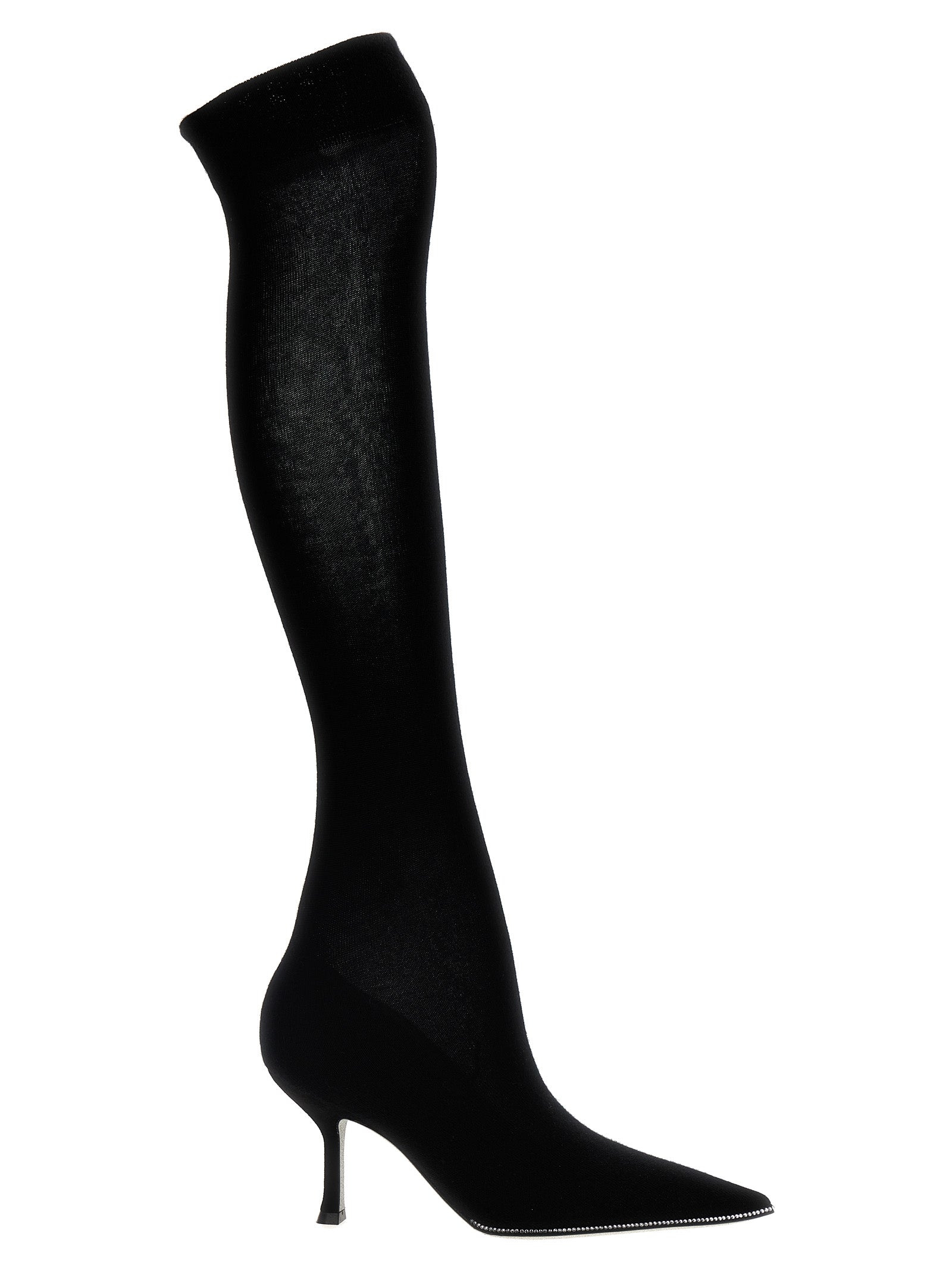 RENE CAOVILLA Black Leather Over The Knee
