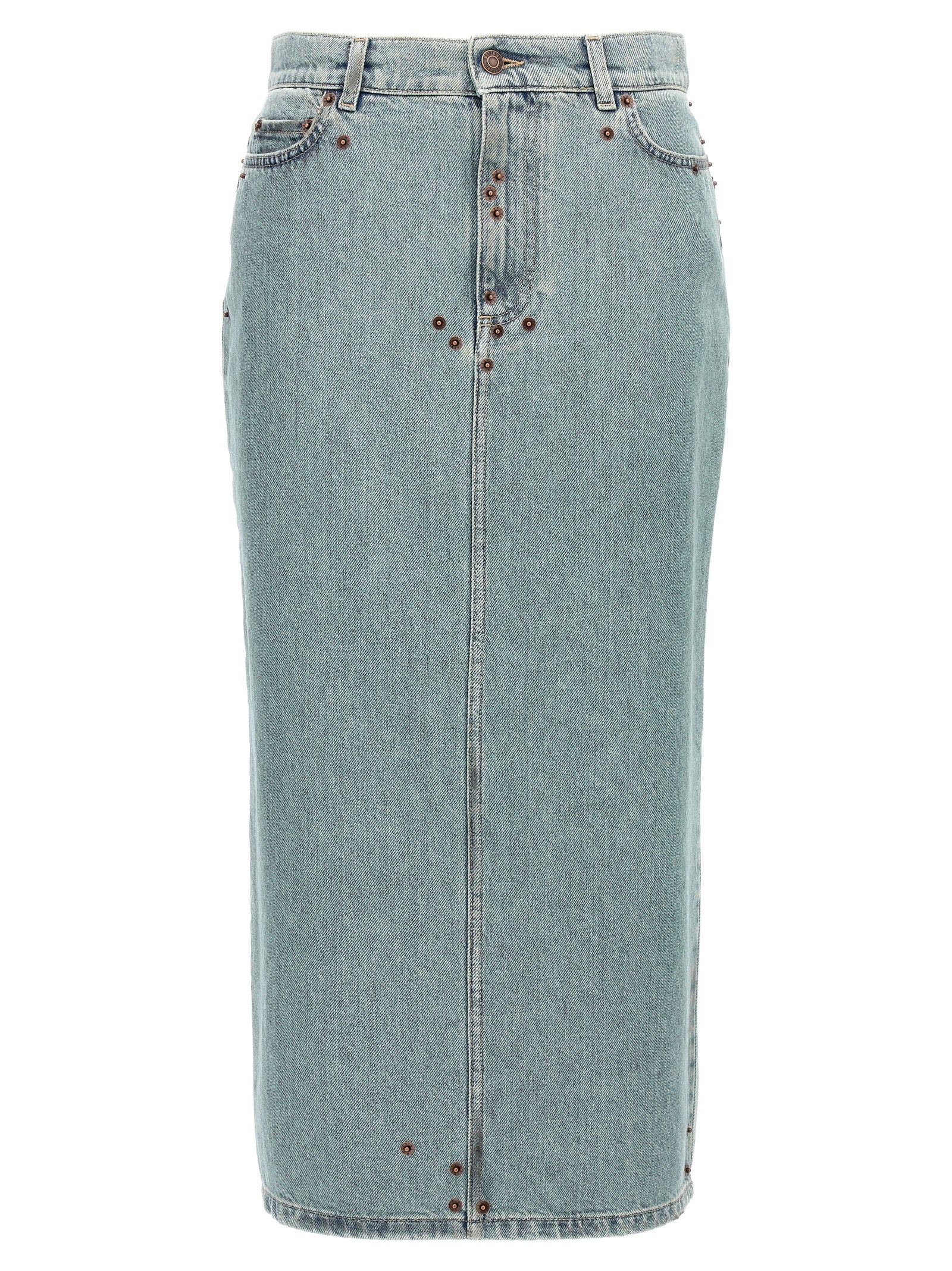 Moschino Blue Cotton Midi Skirt