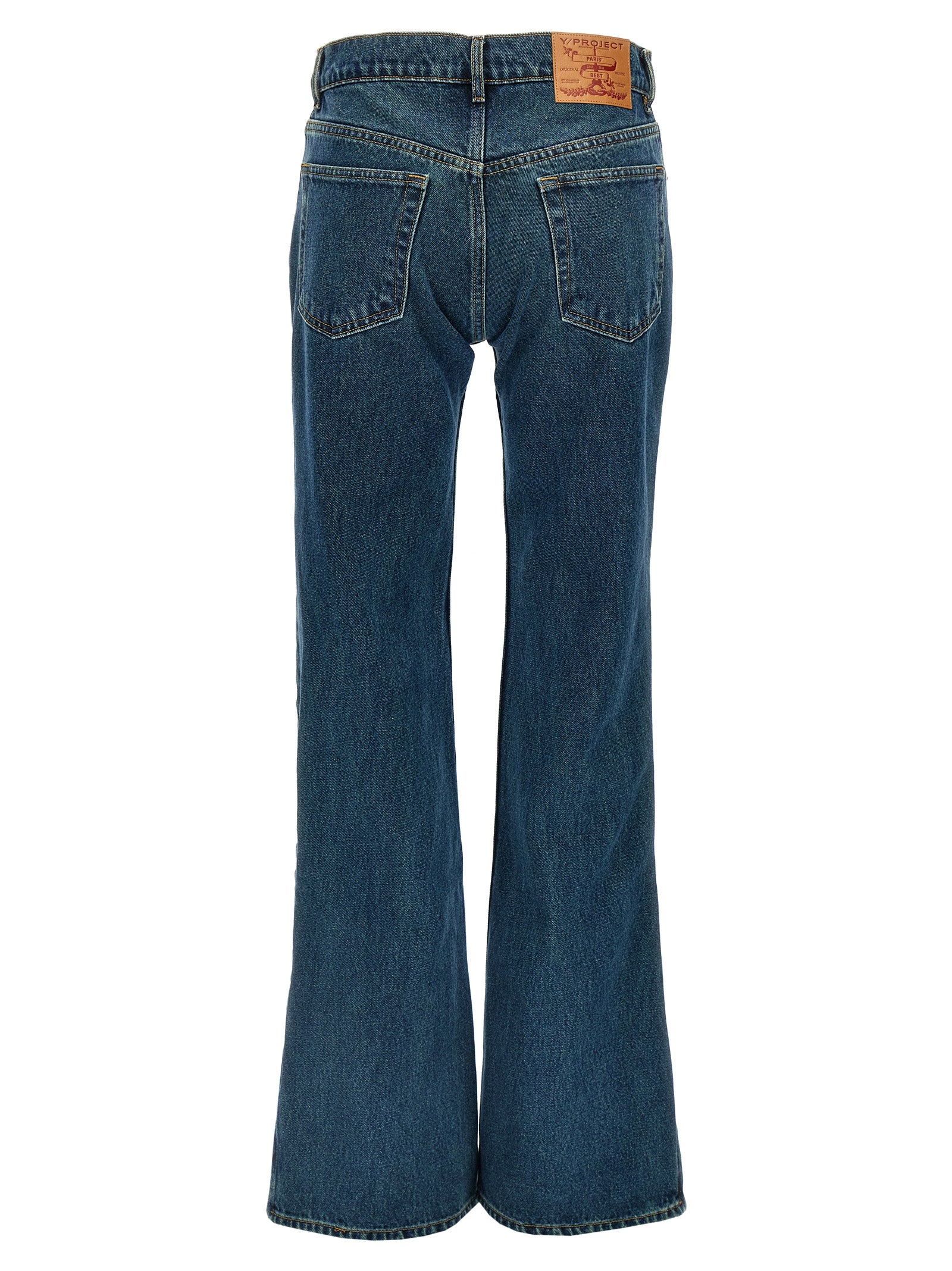 Y/PROJECT Blue Cotton Flared Jeans