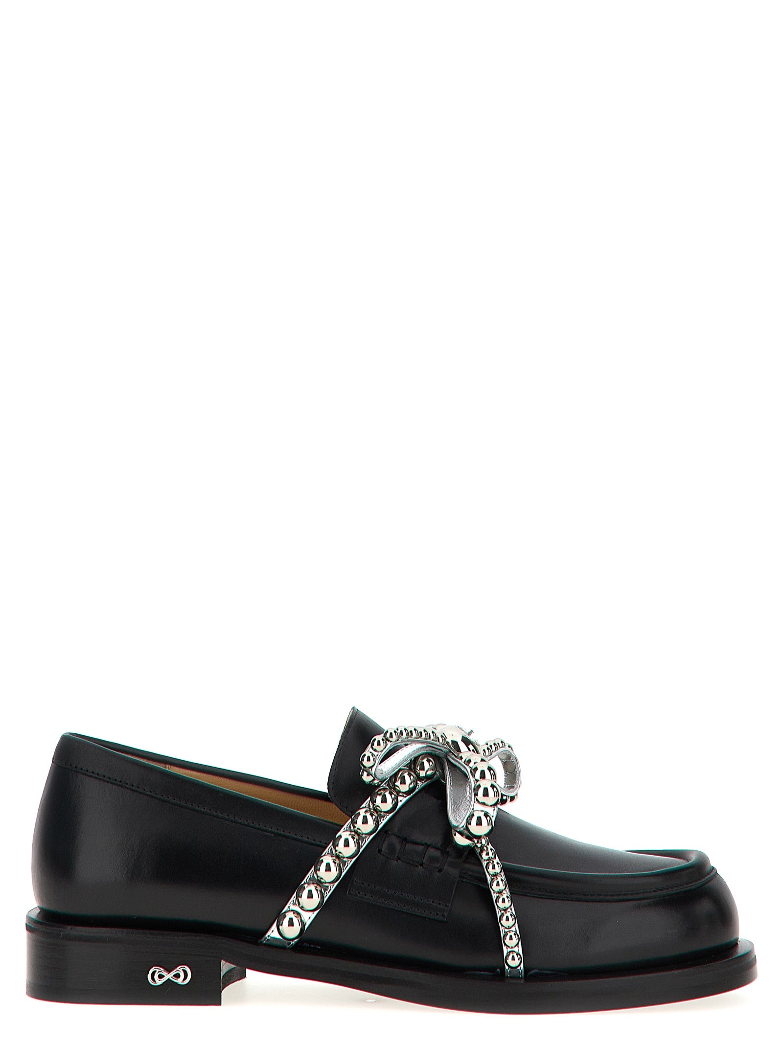 MACH & MACH Black Leather Slip-On Loafers