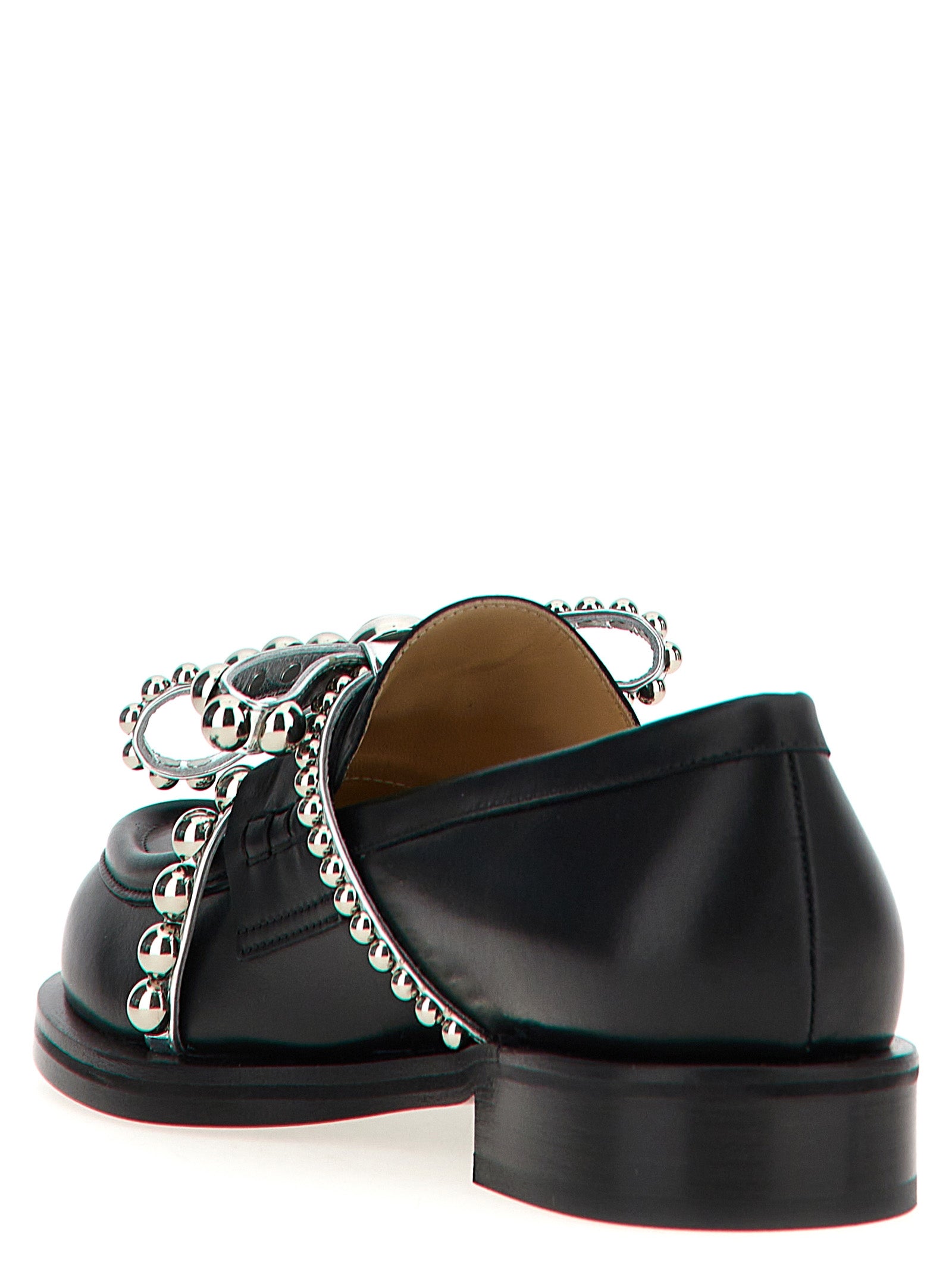 MACH & MACH Black Leather Slip-On Loafers