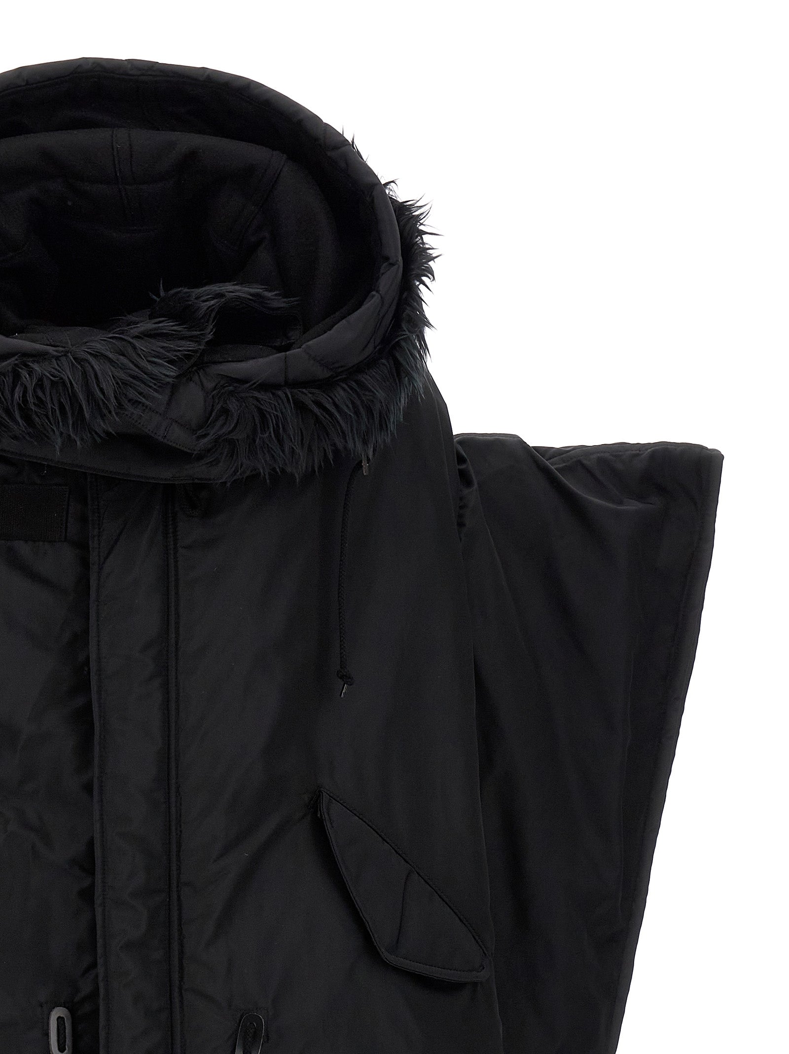 Junya Watanabe Black Nylon Full-Length Jacket