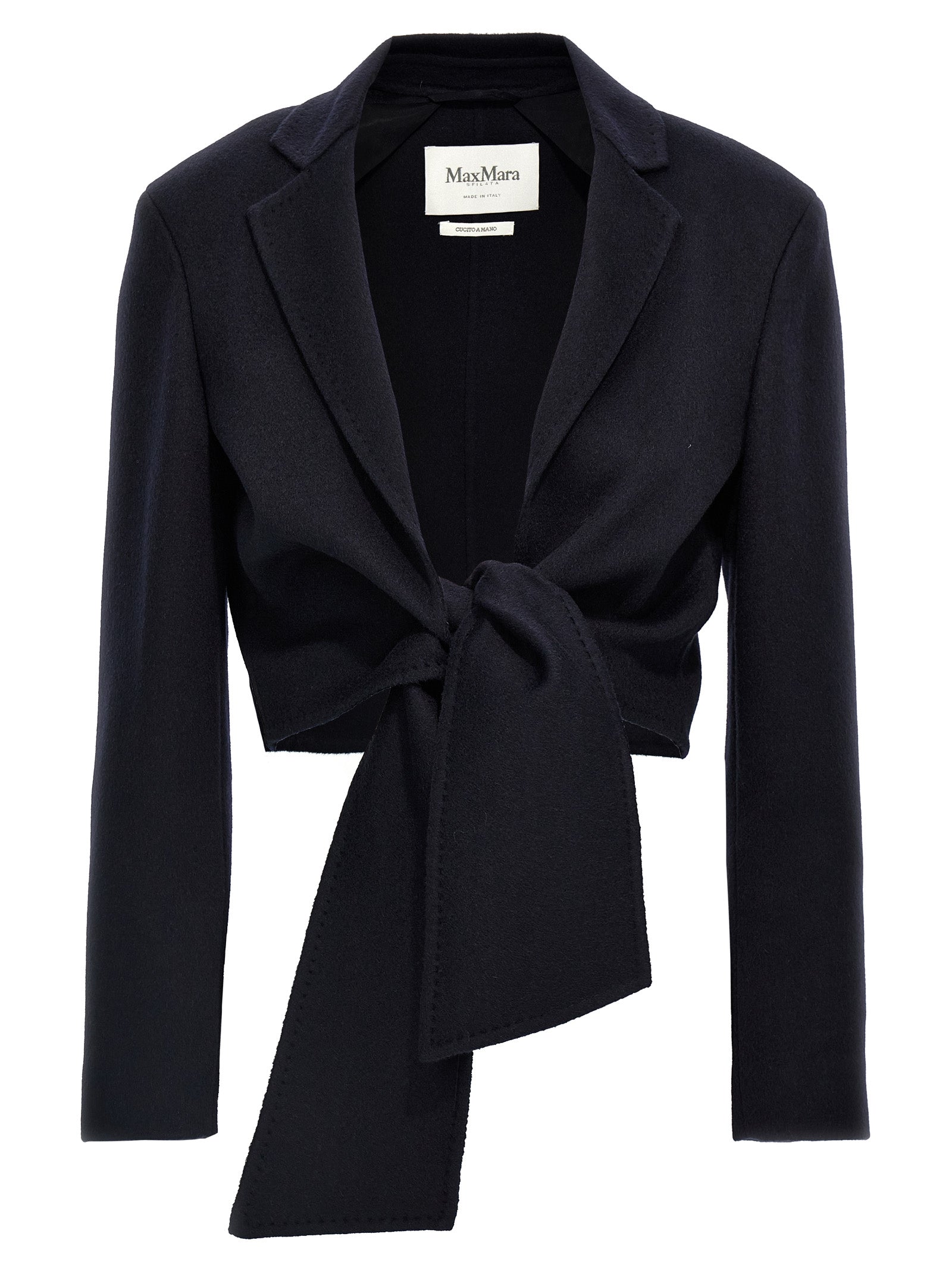 Max Mara Blue Wool Full-Length Jacket