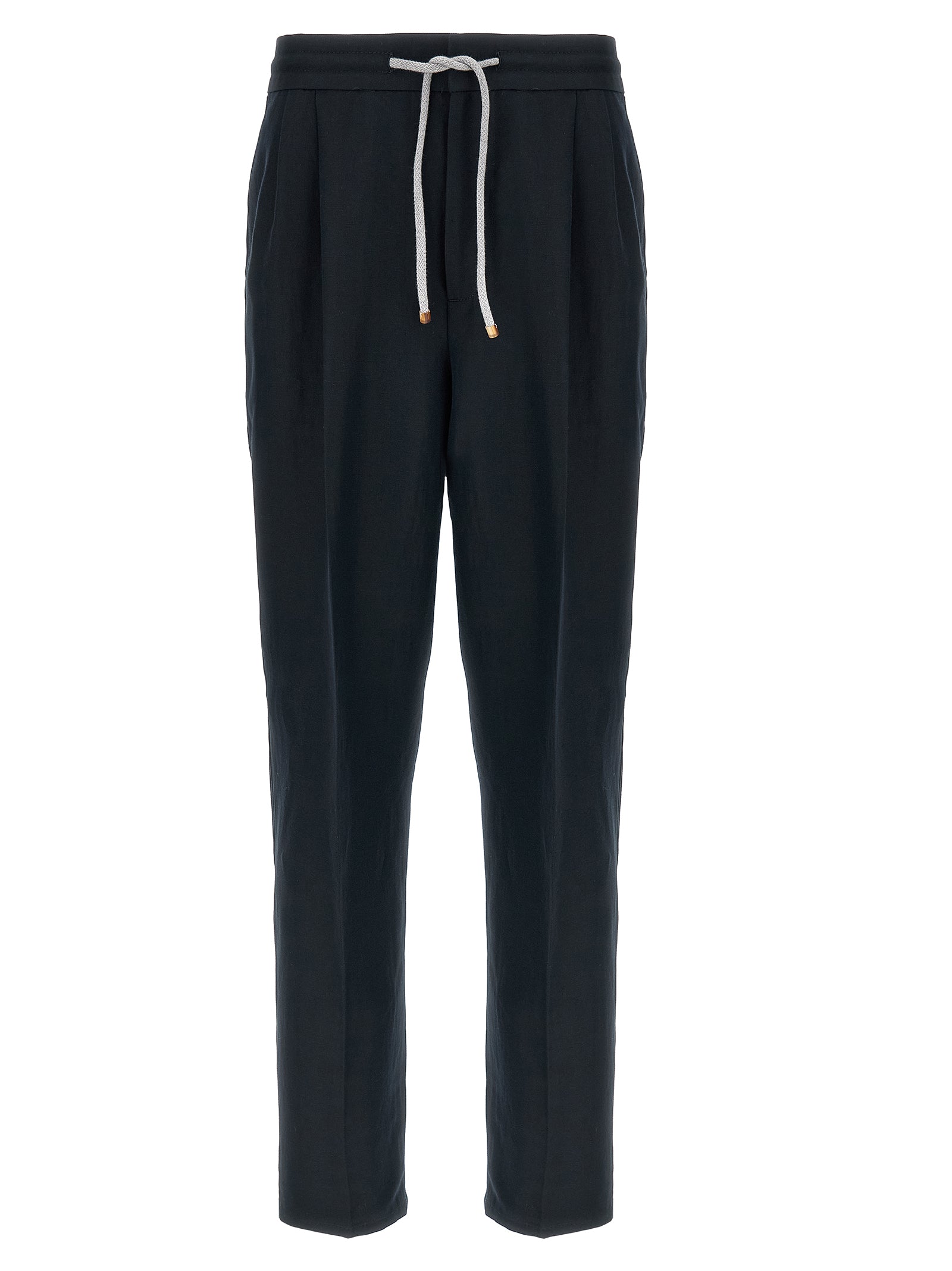 Brunello Cucinelli Blue Linen Casual Pants