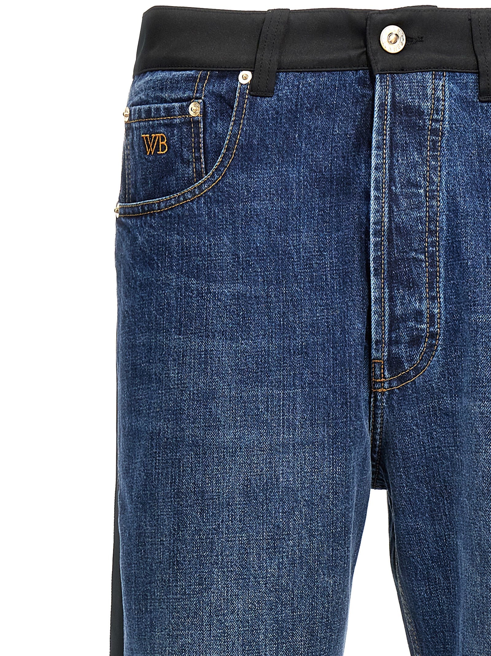 WALES BONNER Blue Cotton Straight-Leg Jeans
