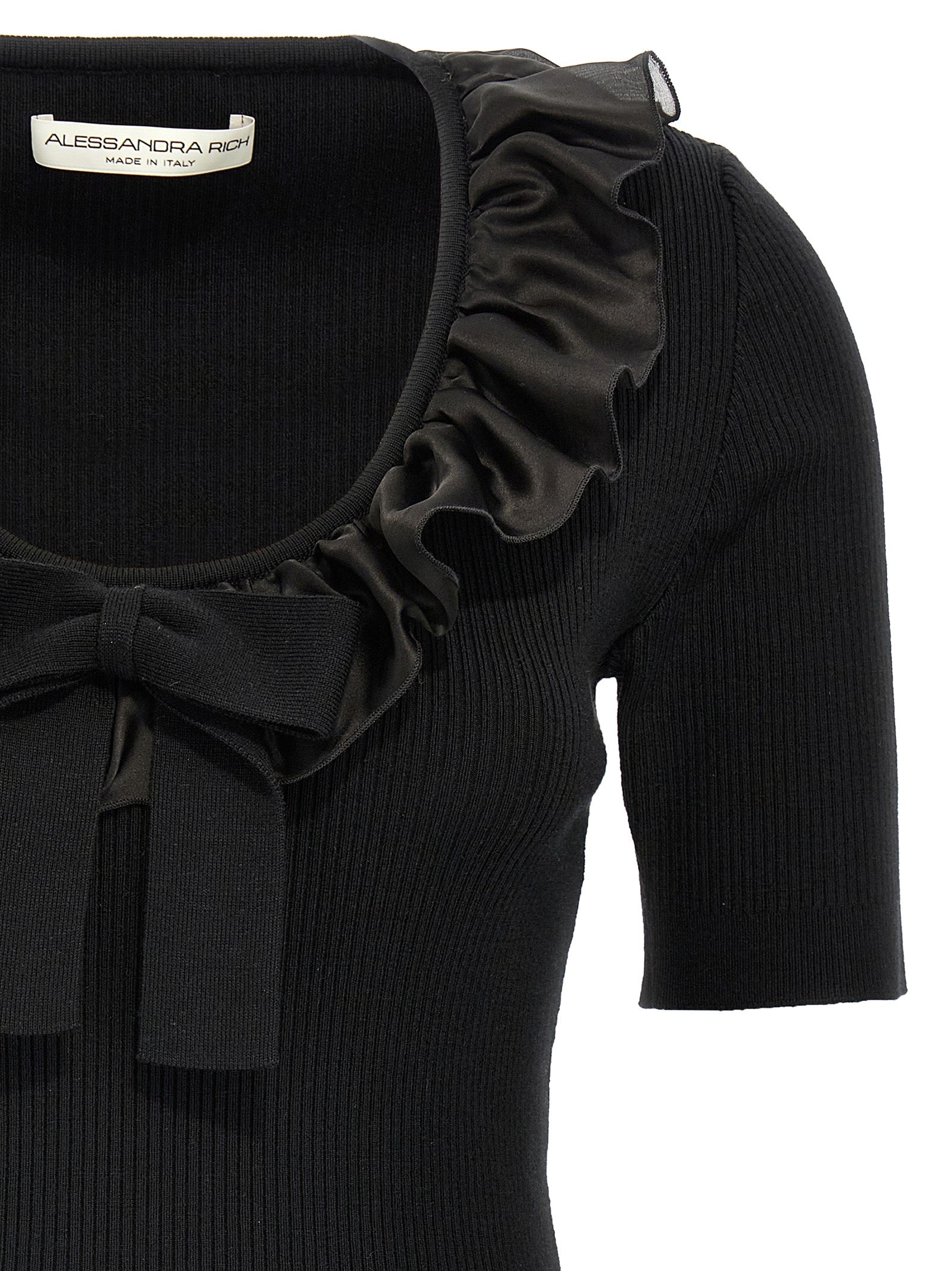 Alessandra Rich Black Wool T-Shirt