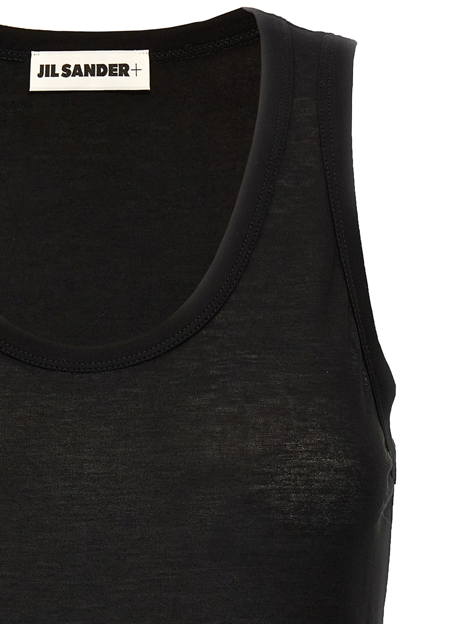 Jil Sander Black Cotton Sleeveles T-Shirt