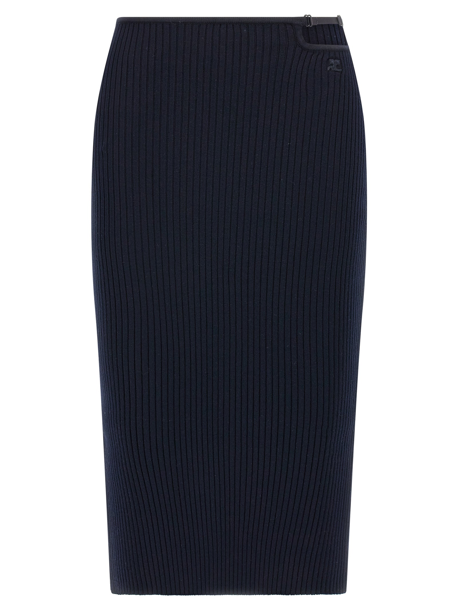 Courrèges Blue Viscose Midi Skirt