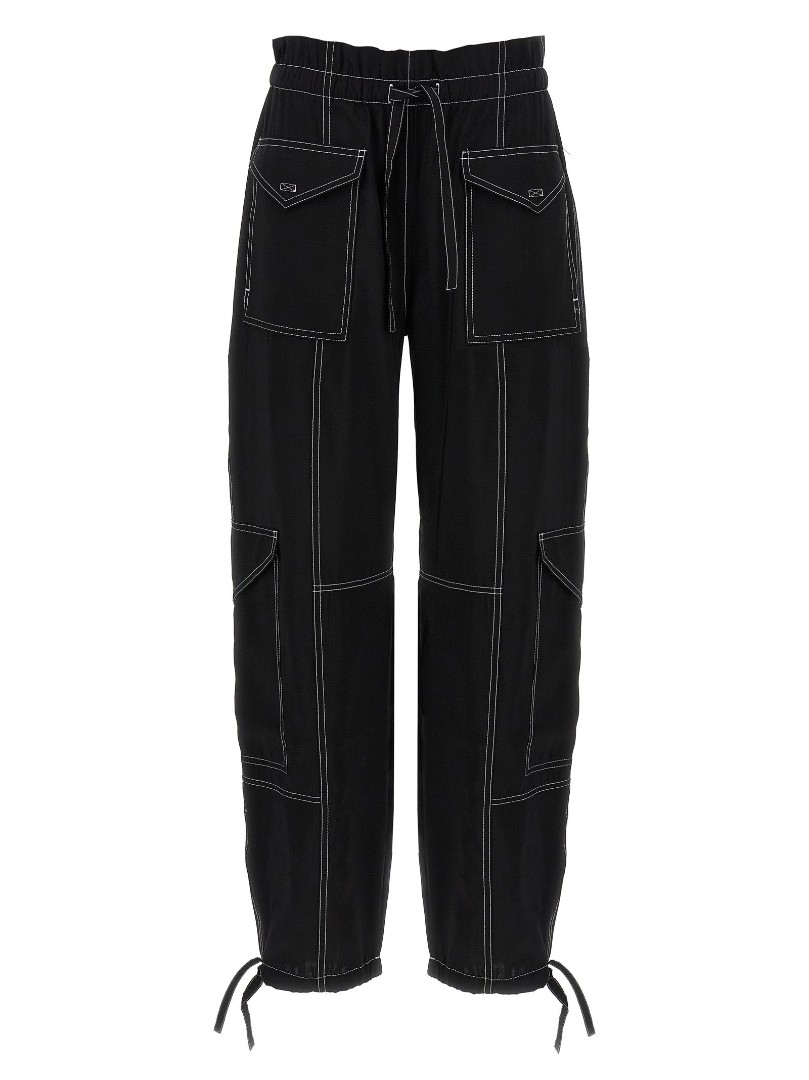 Ganni Black Viscose Casual Pants