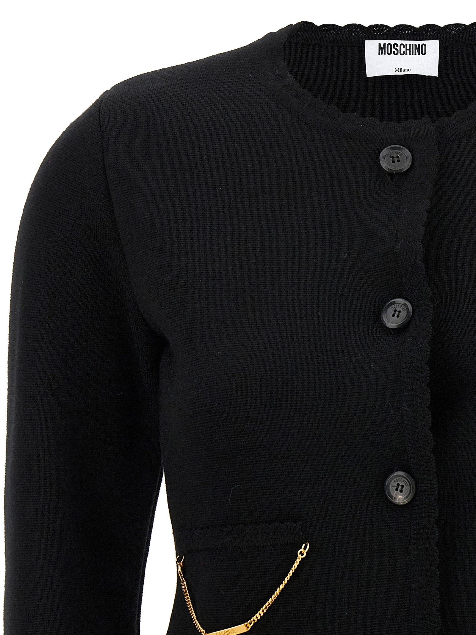 Moschino Black Virgin Wool Cardigan
