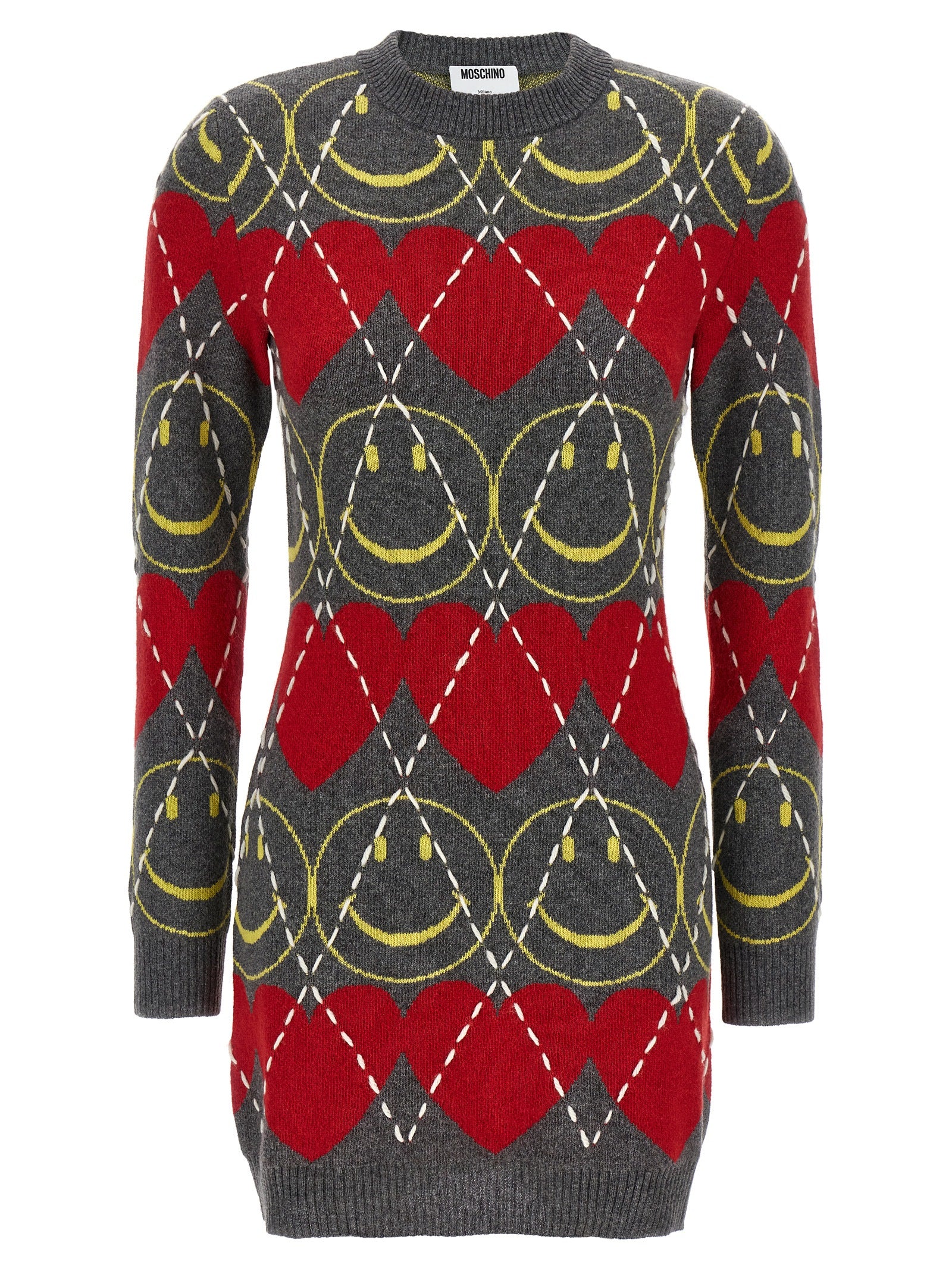 Moschino Multicolor Wool Short Dress