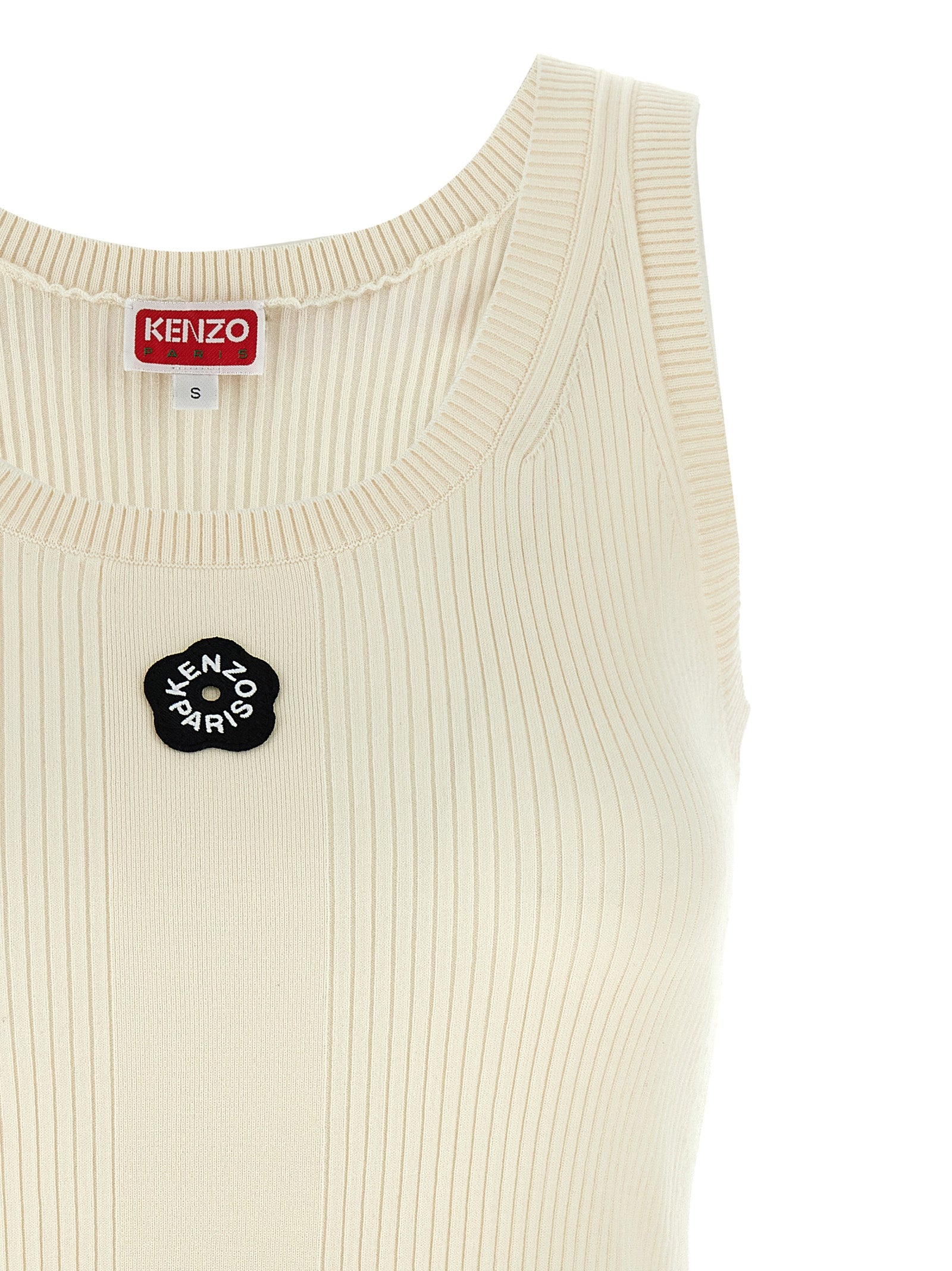 Kenzo White Viscose Sleeveles T-Shirt
