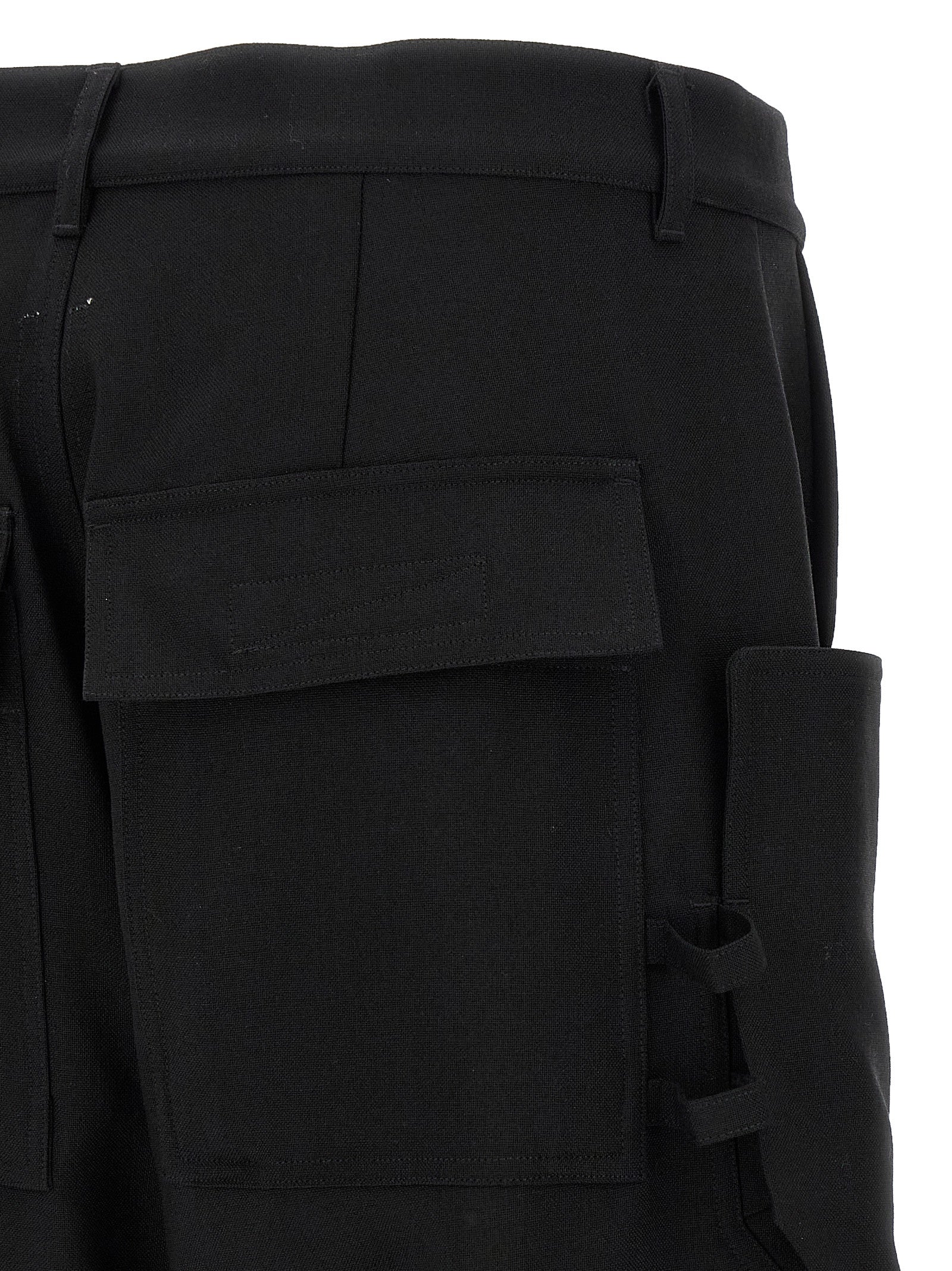 Rick Owens Black Virgin Wool Cargo Pants