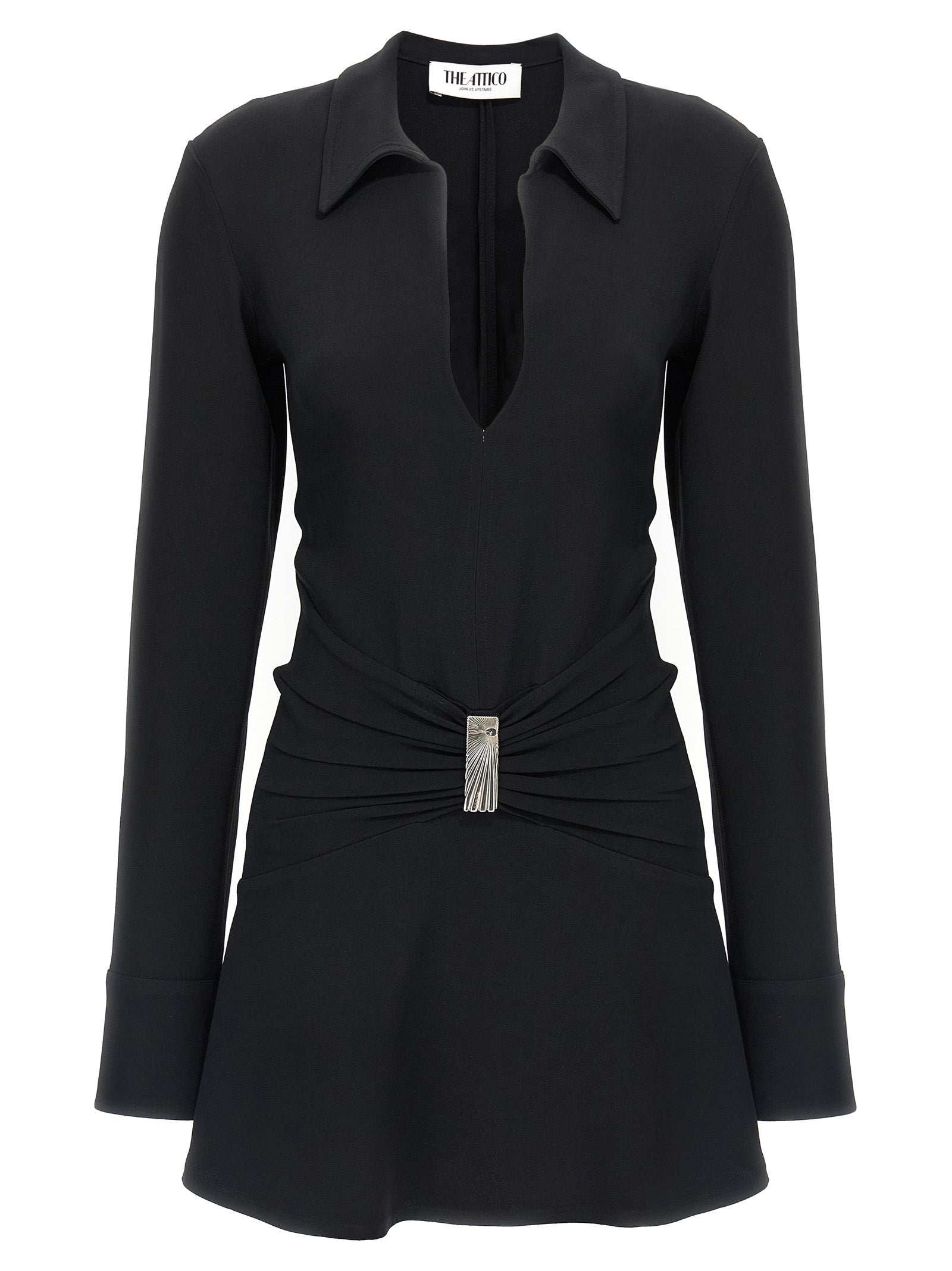 The Attico Black Marabou Short Dress
