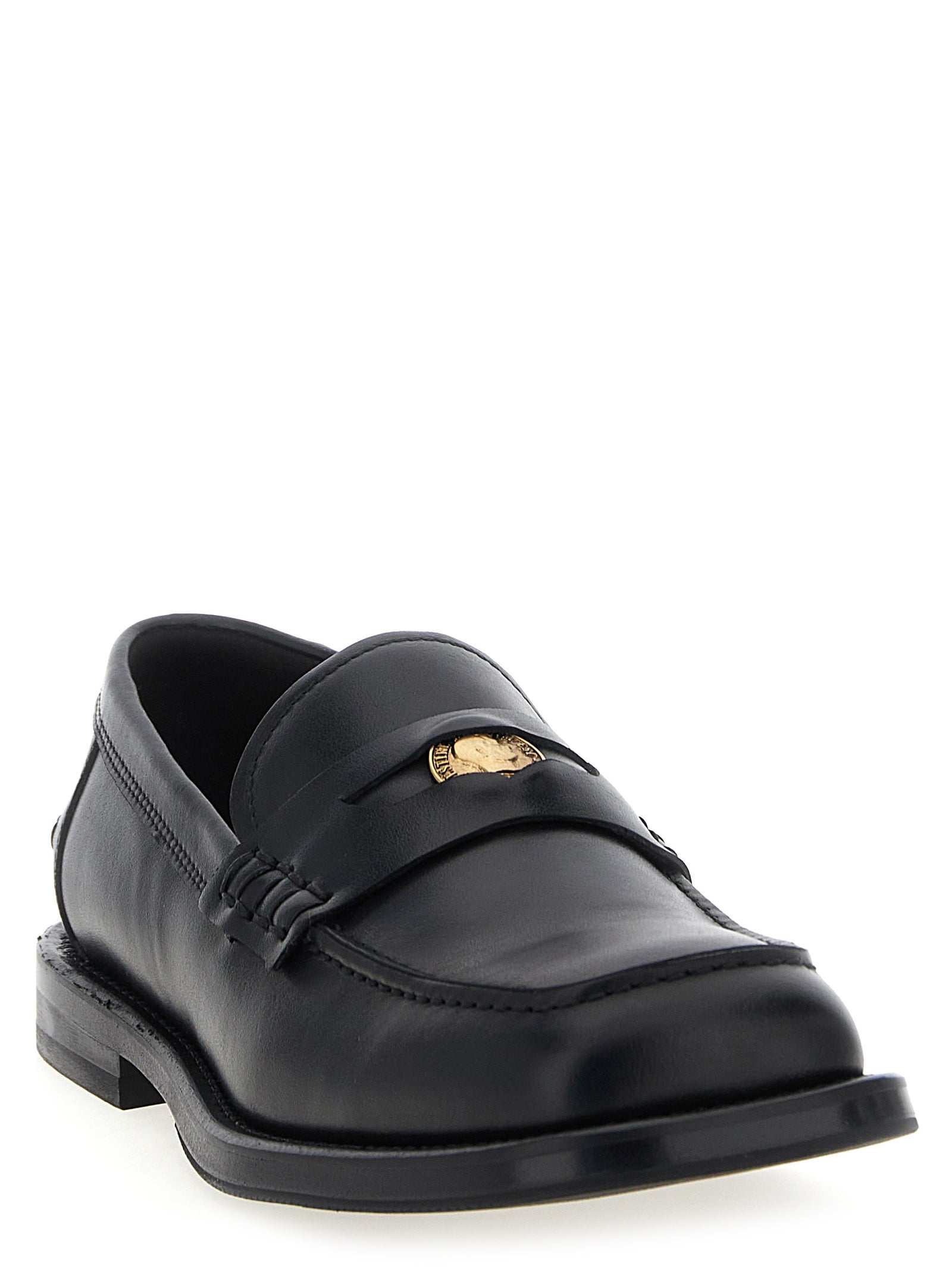 Moschino Black Velvet Leather Slip-On Loafers