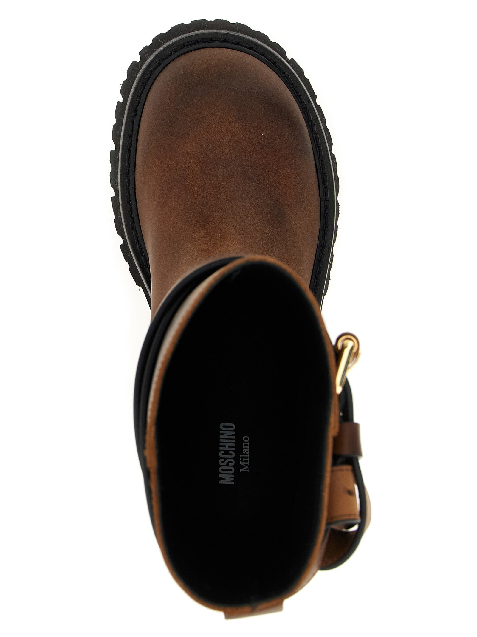 Moschino Brown Velvet Leather Over The Knee