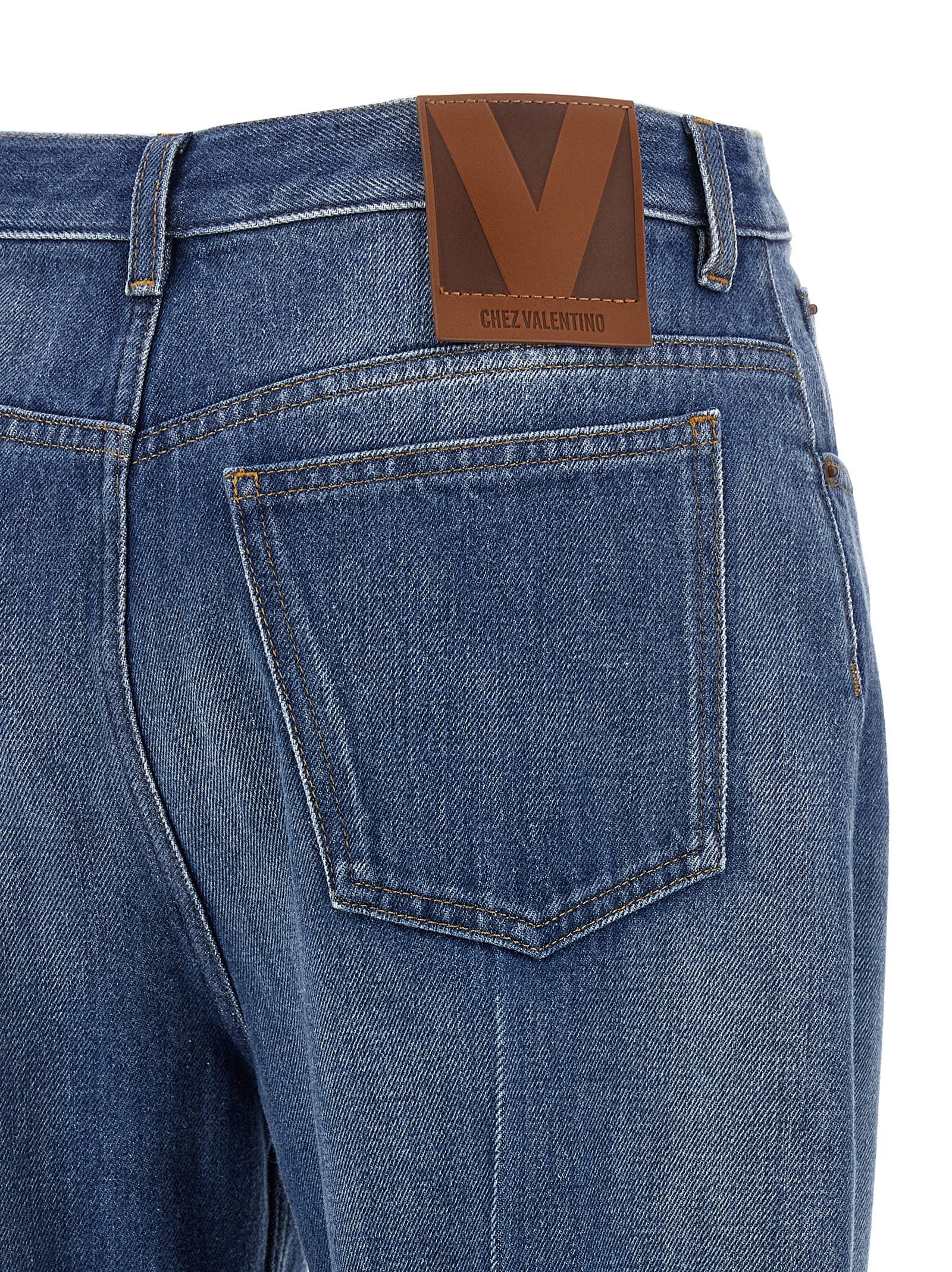 Valentino Garavani Blue Cotton Flared Jeans