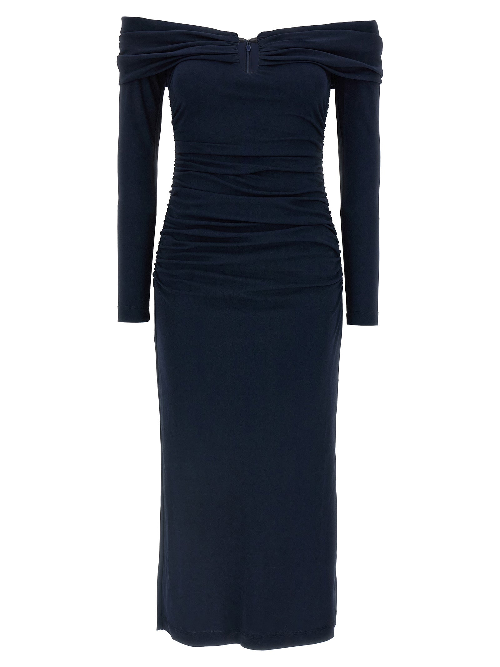 Carolina Herrera Blue Marabou Midi Dress