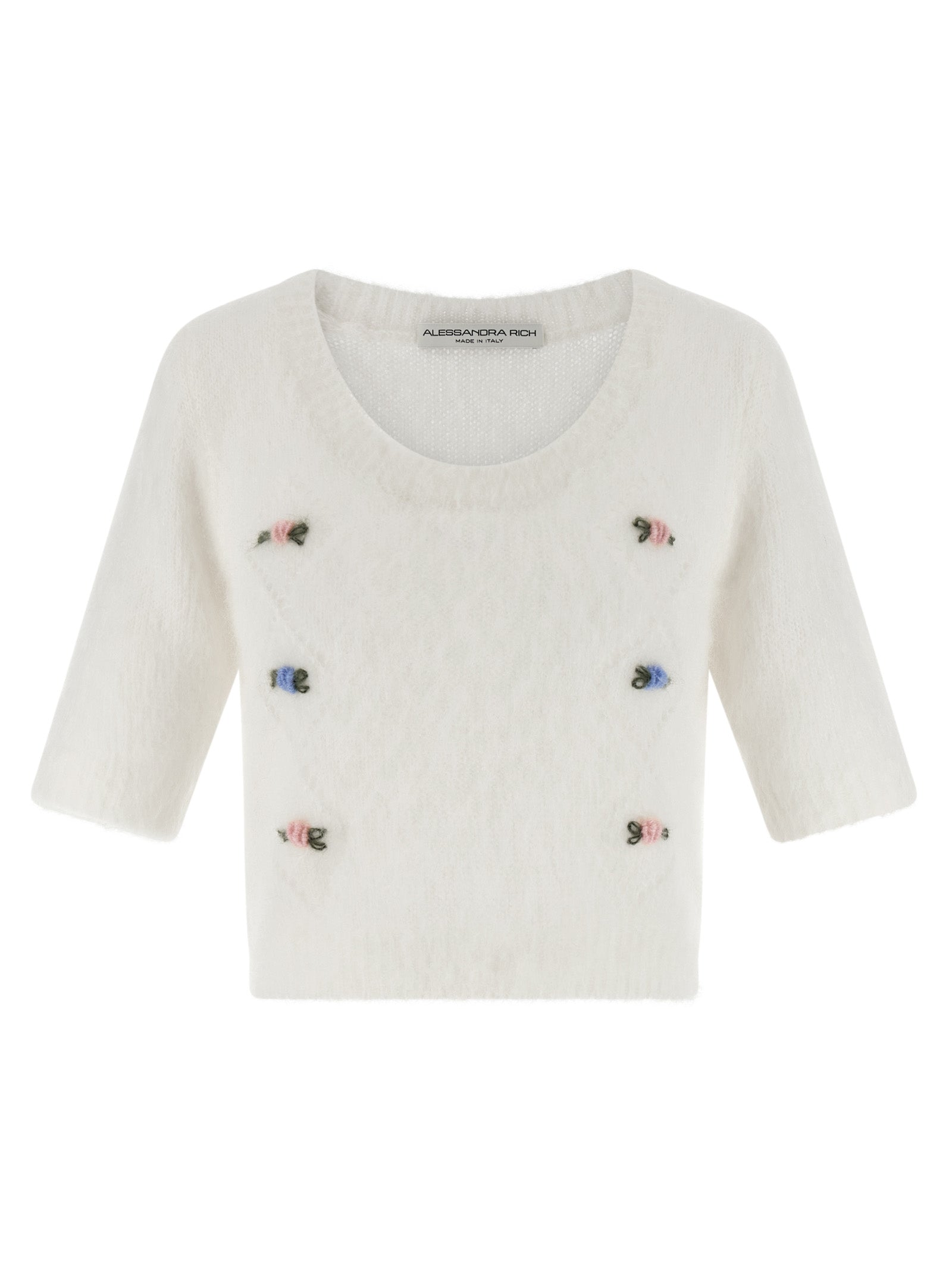 Alessandra Rich White Wool Cardigan