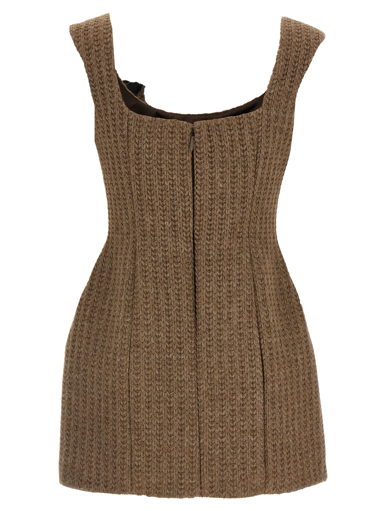 Giuseppe Di Morabito Brown Marabou Short Dress