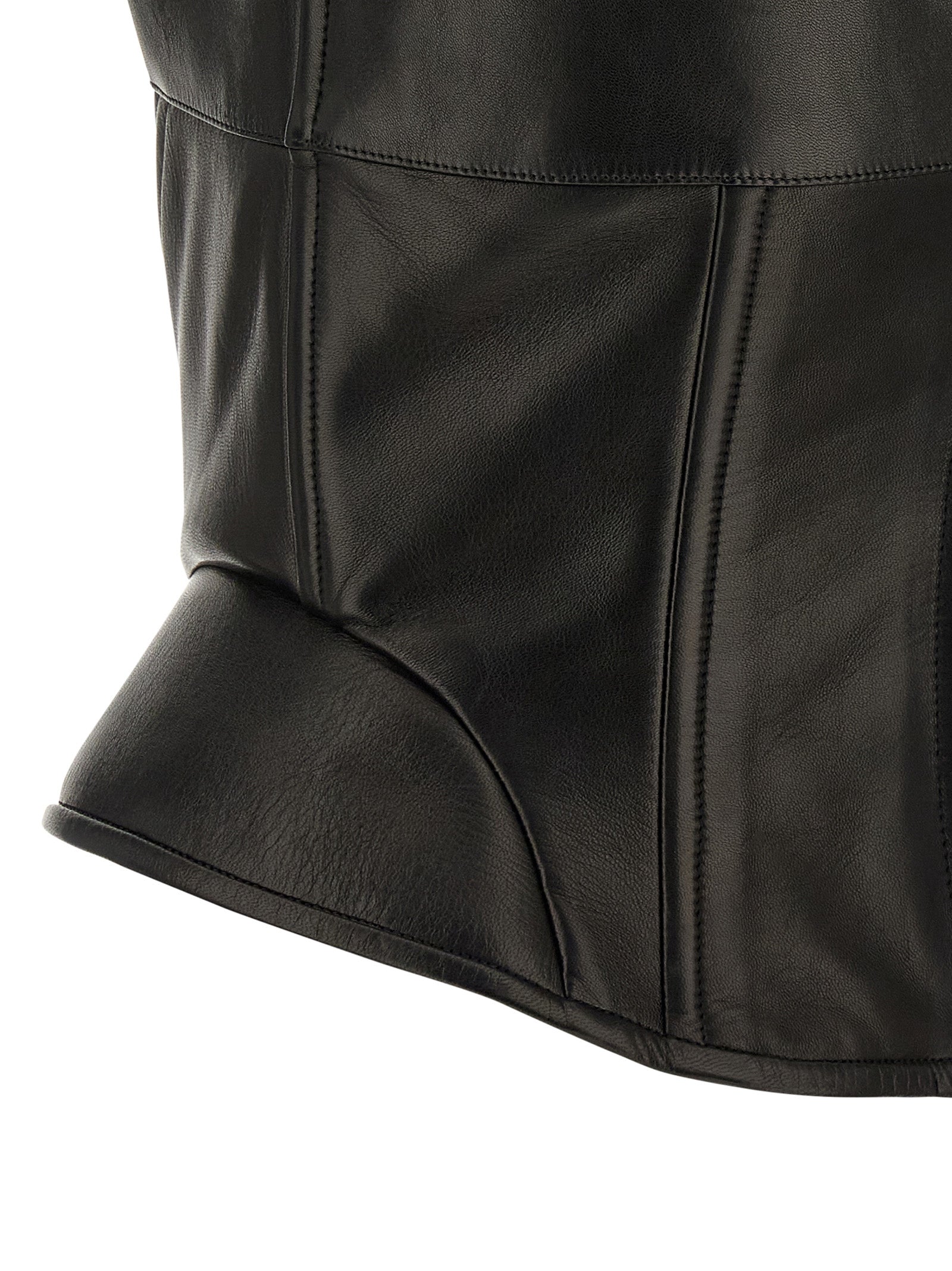 Ermanno Scervino Black Lamb Leather Tank Tops