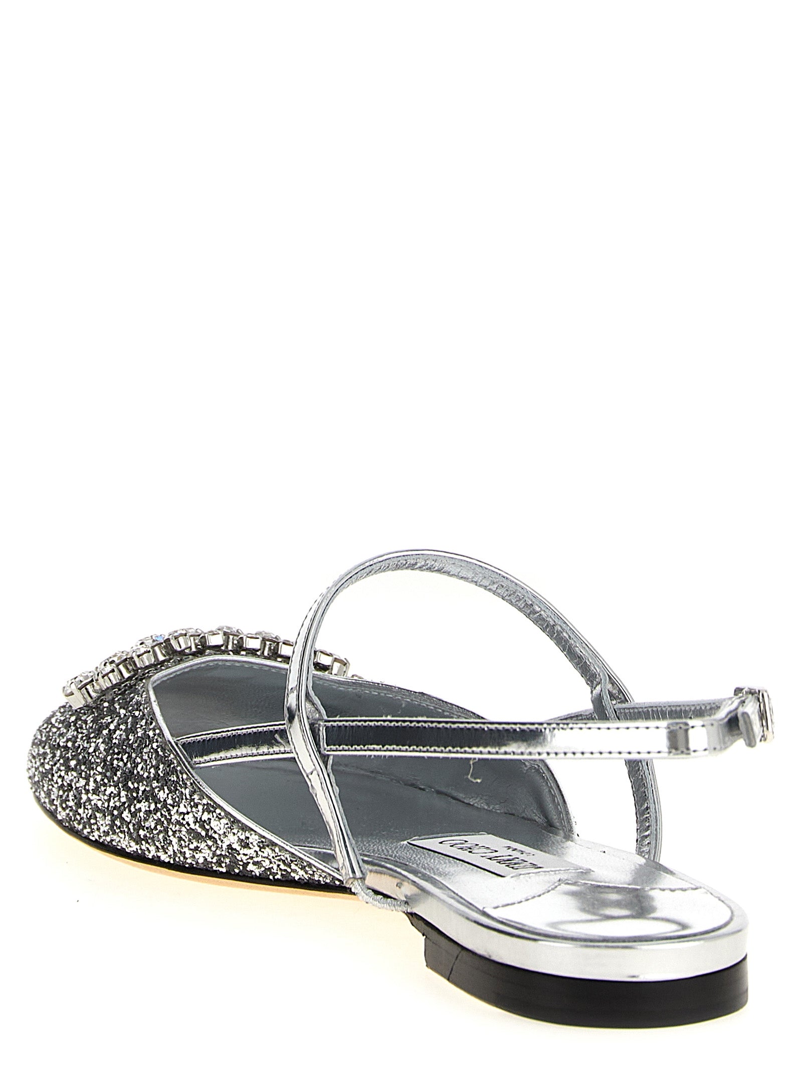 Jimmy Choo Silver Tencel Ballet Flats