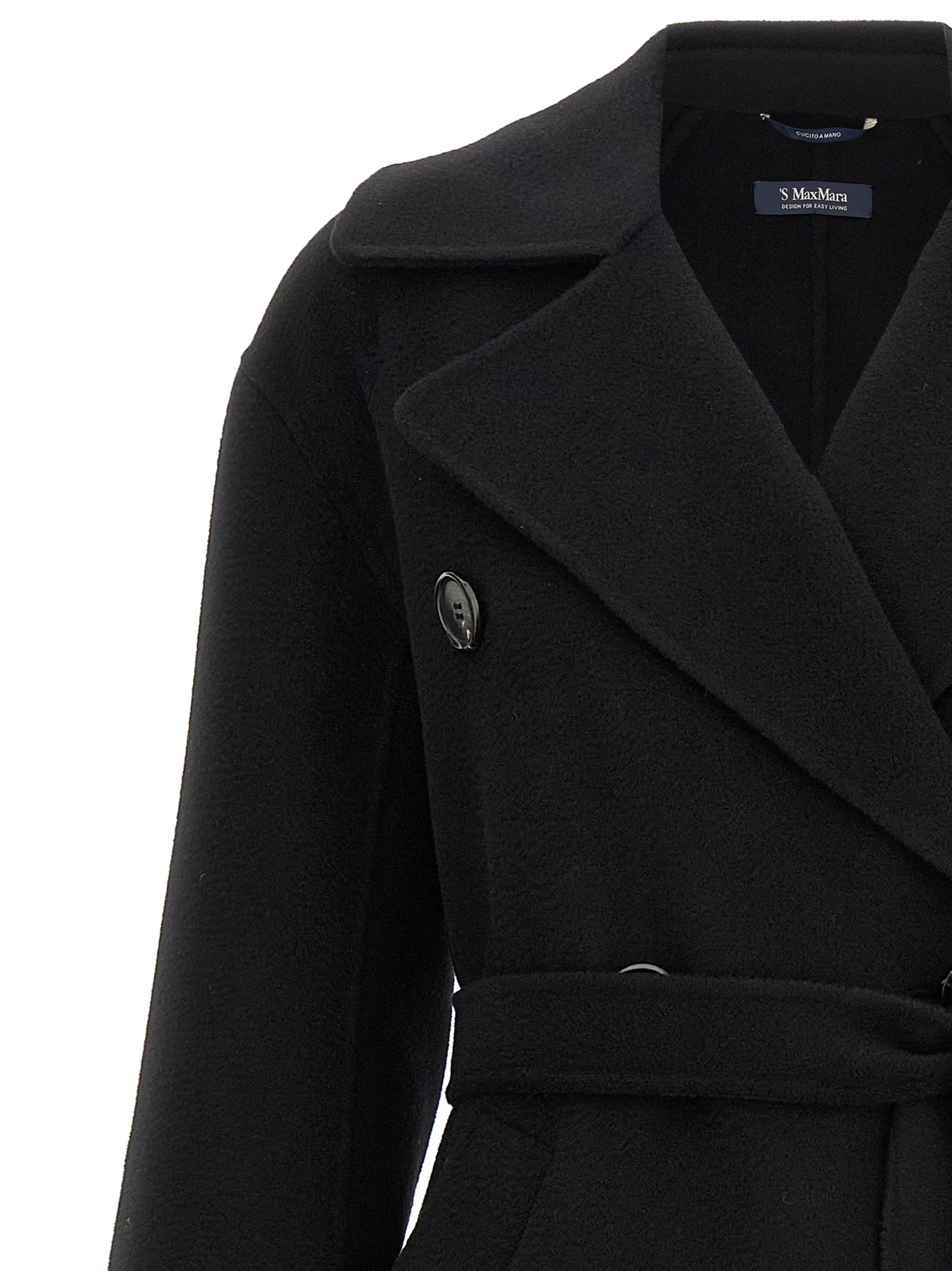 'S Max Mara Black Virgin Wool Coat